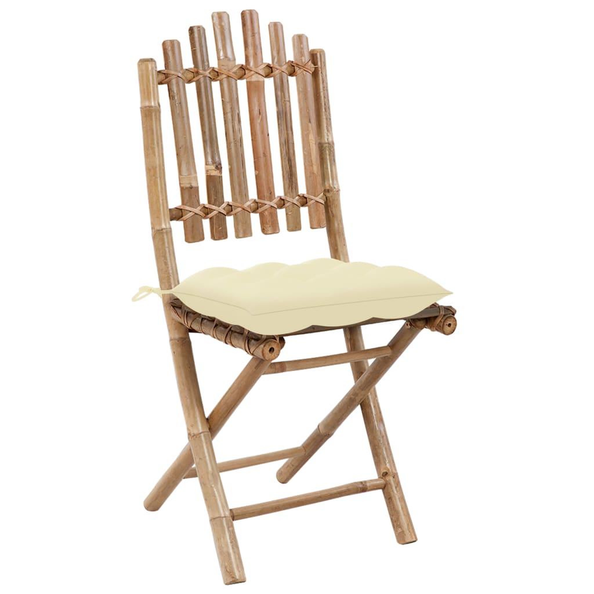Voir la diapositive 5 : VIDAXL Ensemble a manger d'exterieur pliable 5pcs avec coussins bambou