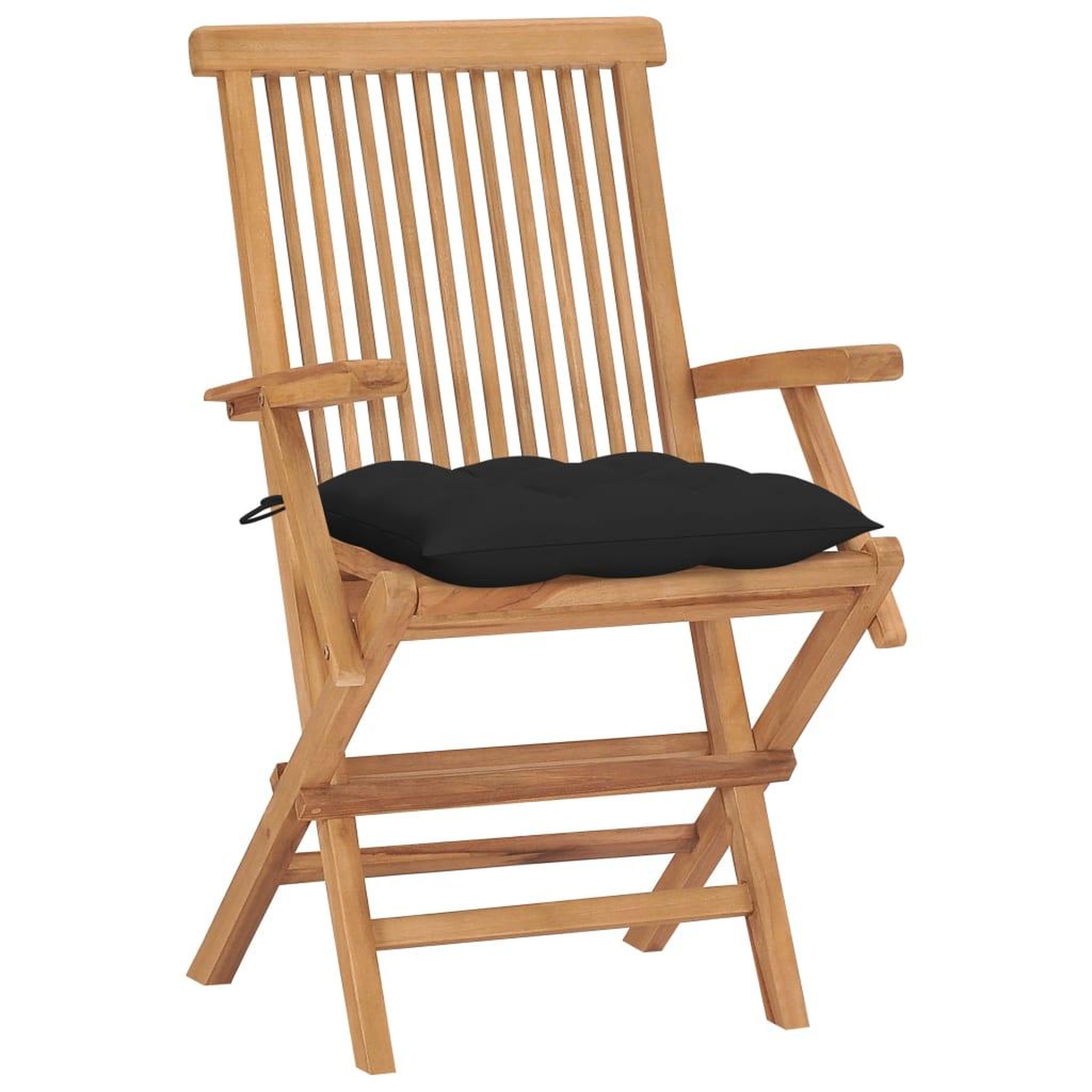 Voir la diapositive 2 : VIDAXL Chaises de jardin et coussins noir lot de 4 Bois de teck massif