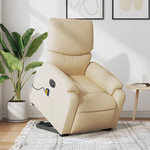 VIDAXL Fauteuil inclinable de massage electrique Creme Tissu