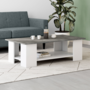 Voir la diapositive 2 : ID MARKET Table basse rectangulaire ELI blanche plateau effet béton