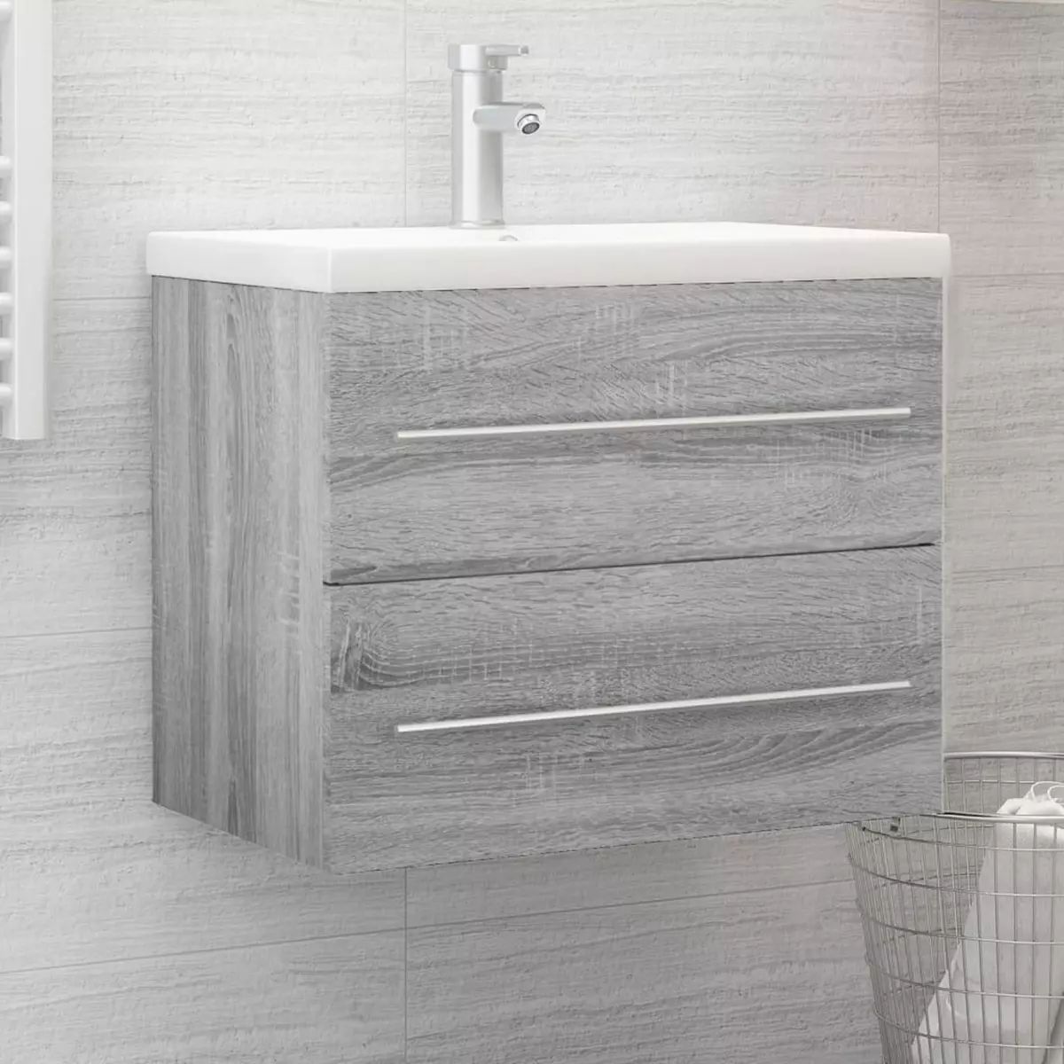 VIDAXL Armoire de lavabo Sonoma gris 60x38,5x48 cm Bois d'ingenierie
