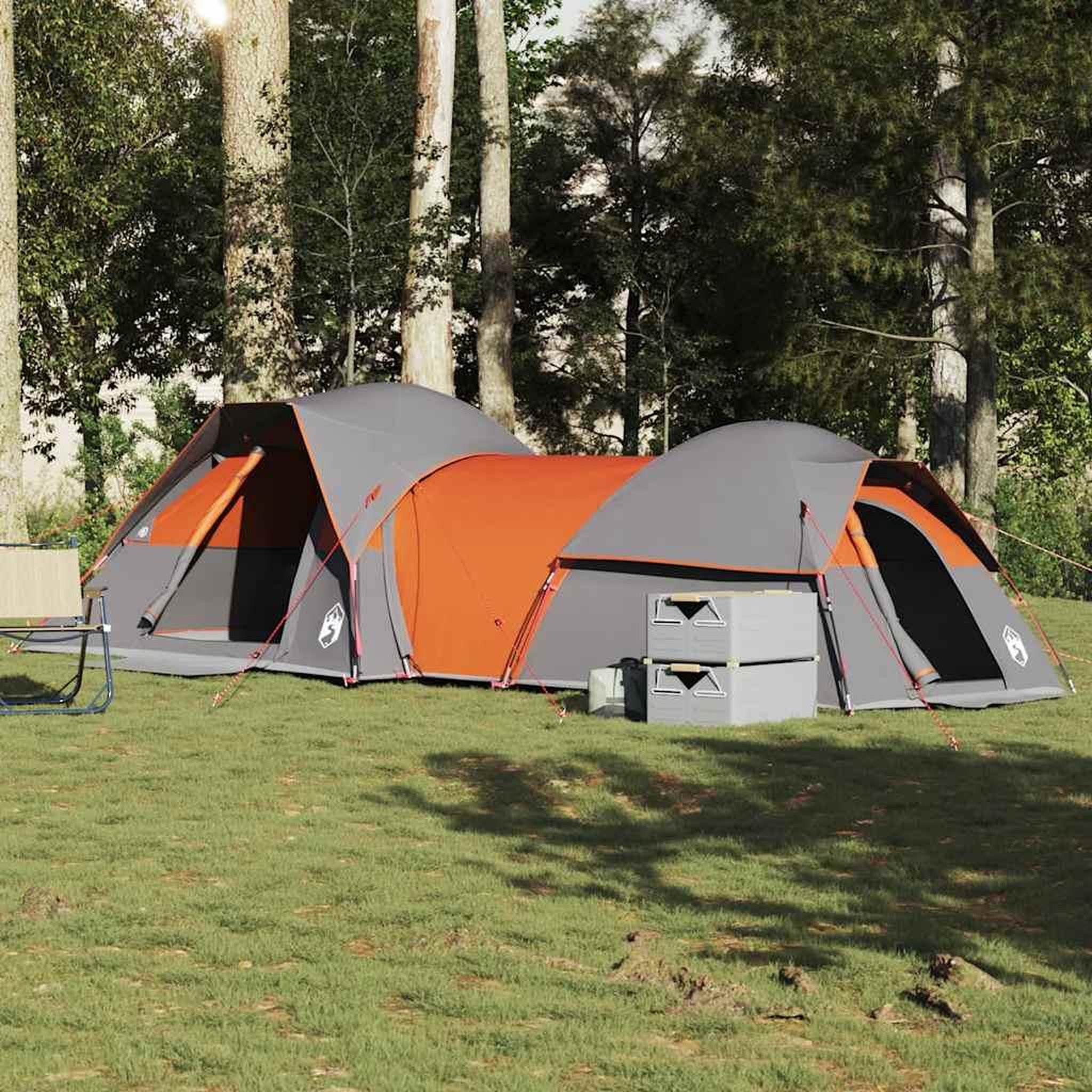 VIDAXL Tente de camping 5 personnes gris et orange impermeable