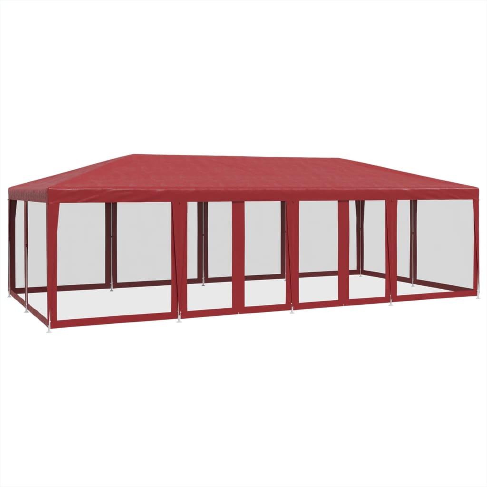 Voir la diapositive 2 : VIDAXL Tente de fete avec 12parois laterales en maille rouge 8x4m PEHD