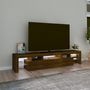 Voir la diapositive 3 : VIDAXL Meuble TV avec lumieres LED Chene marron 200x36,5x40 cm
