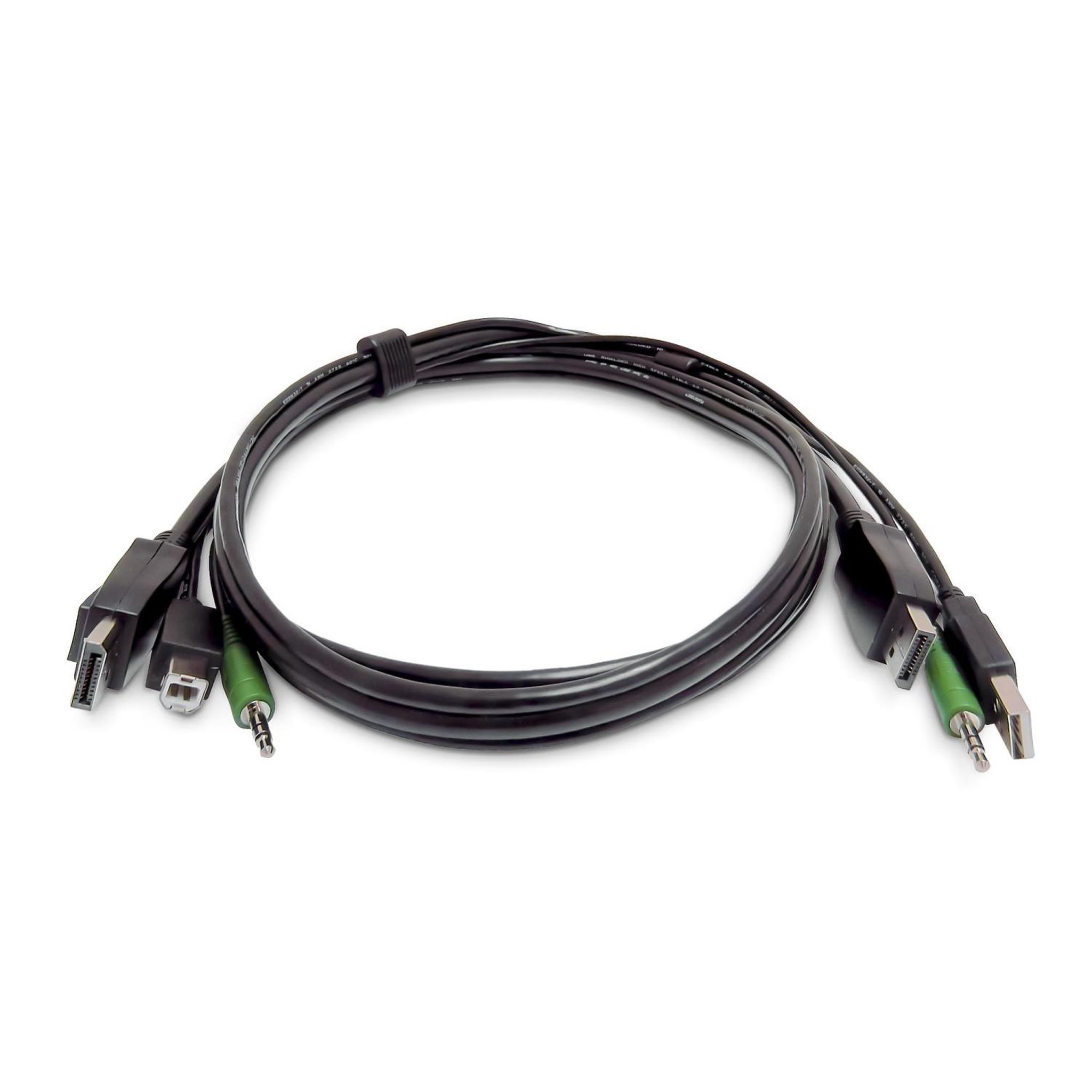 Voir la diapositive 2 : Startech Startech.com câble kvm double displayport de 3 m, usb 2.0, audio 3,5 mm, câble combiné universellement compatible pour commutateurs kvm, conforme taa