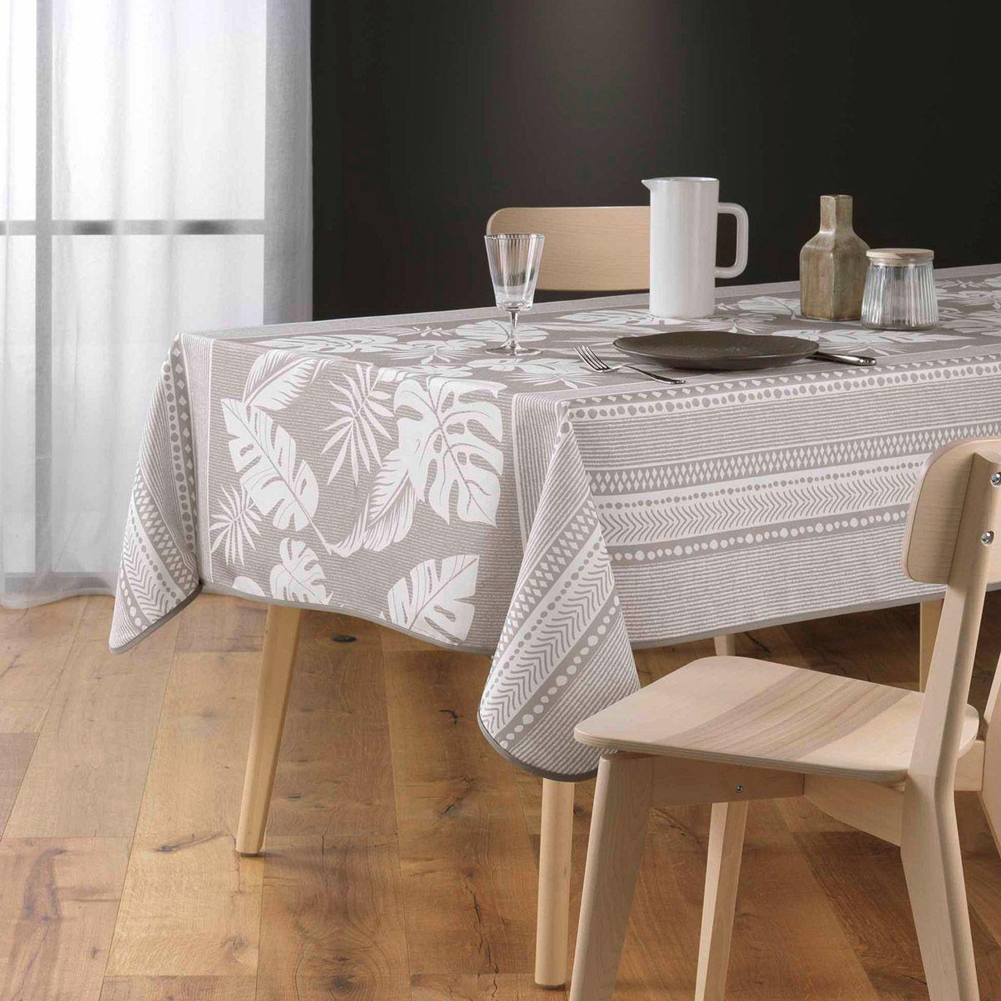 Voir la diapositive 3 : Douceur d'Intérieur Nappe antitache imprimé  ambrine  150x240cm naturel