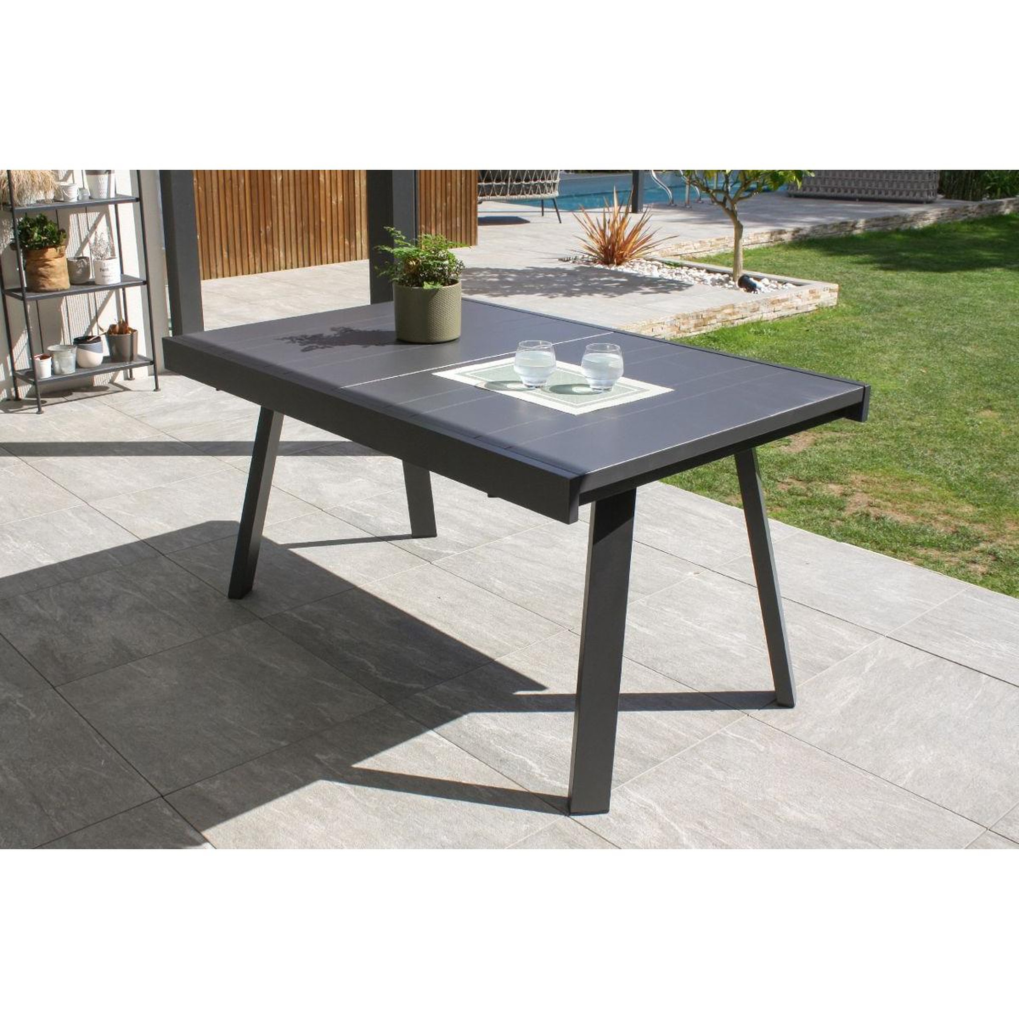 Voir la diapositive 5 : DCB GARDEN Table de Jardin Extensible  Stockholm  150-225cm Gris Anthracite