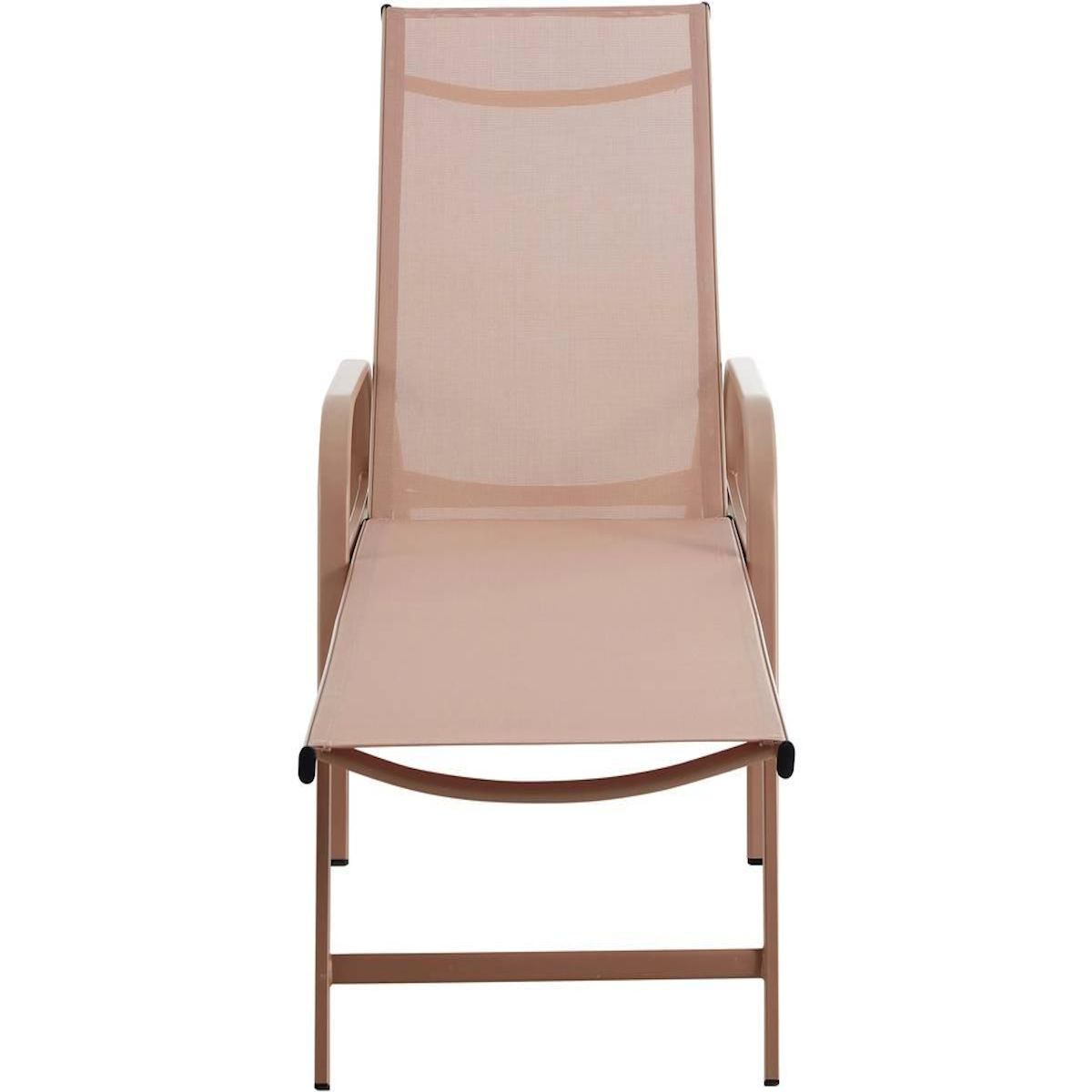 Habitat et Jardin Lot de 2 Bains de soleil en métal avec accoudoirs  Farniente  - Marron