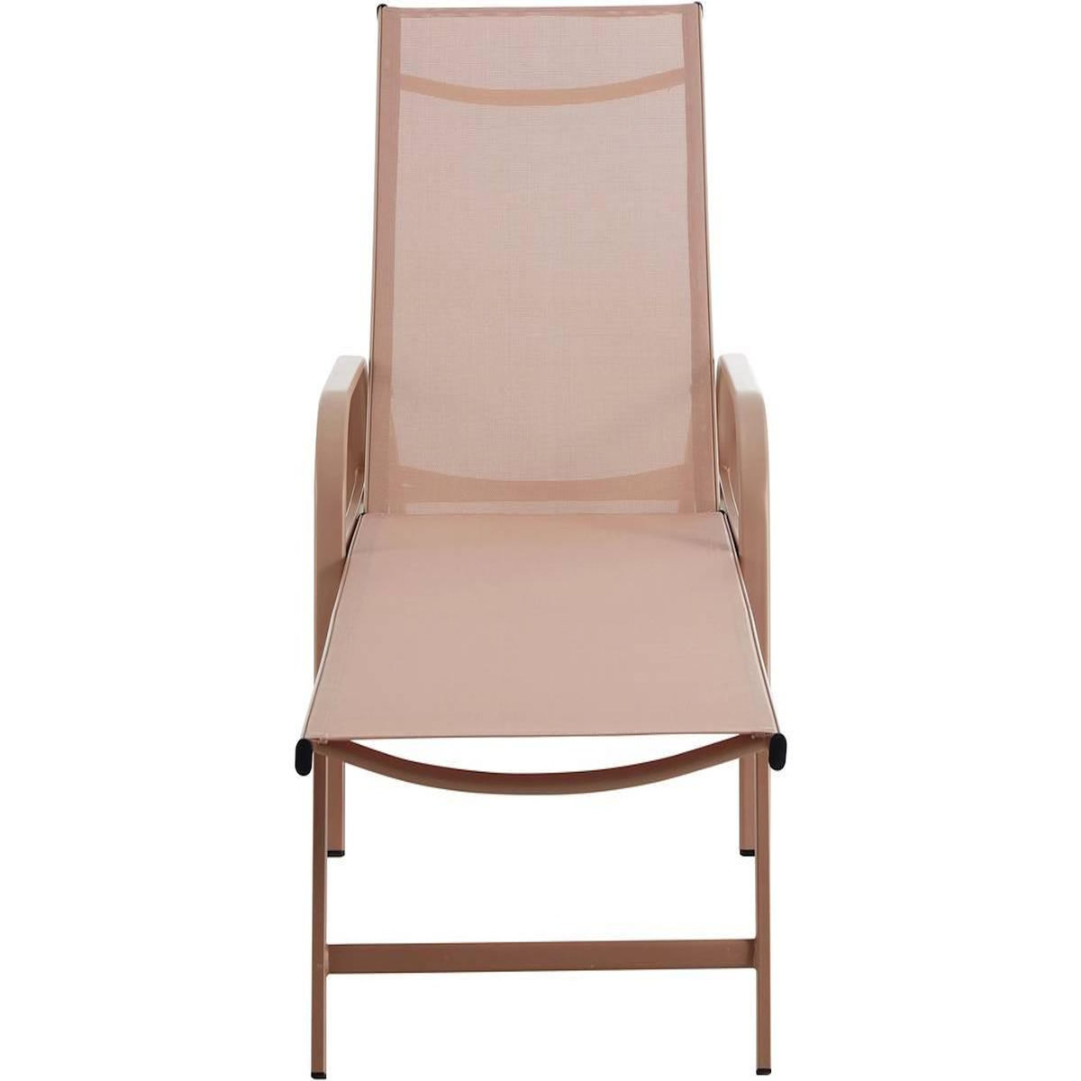 Habitat et Jardin Lot de 2 Bains de soleil en métal avec accoudoirs  Farniente  - Marron