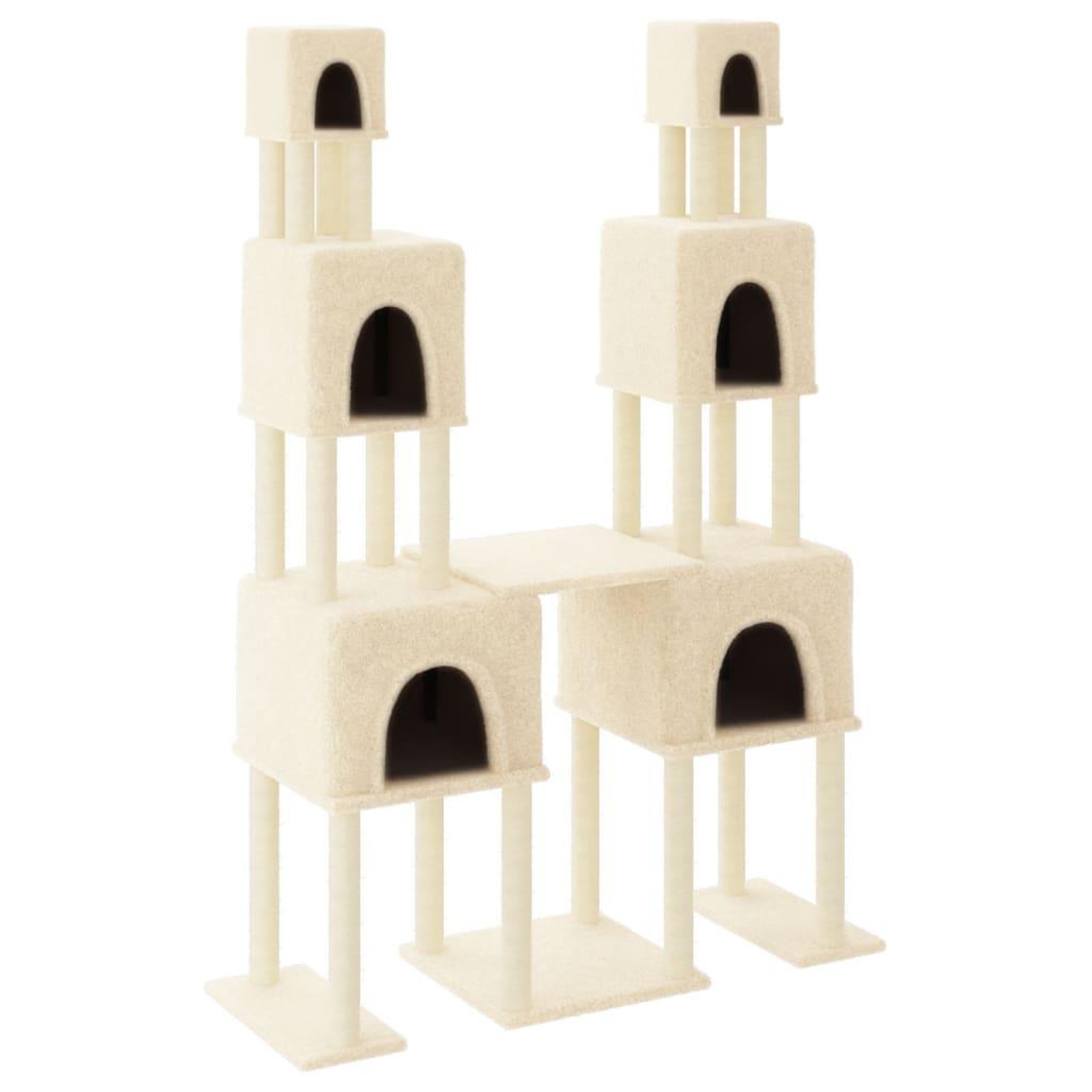 Voir la diapositive 2 : VIDAXL Arbre a chat avec griffoirs en sisal Creme 199 cm