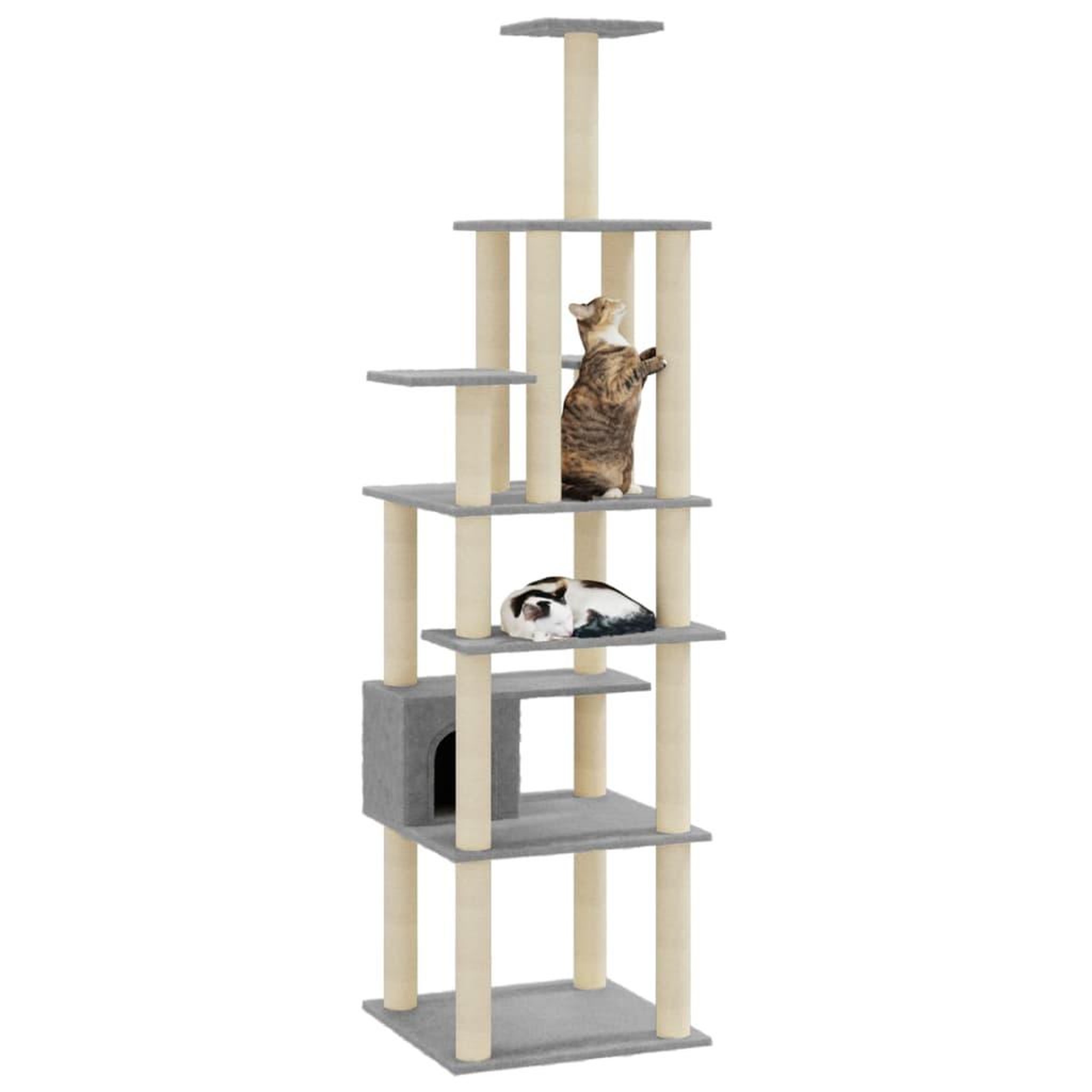 Voir la diapositive 3 : VIDAXL Arbre a chat avec griffoirs en sisal Gris clair 183 cm