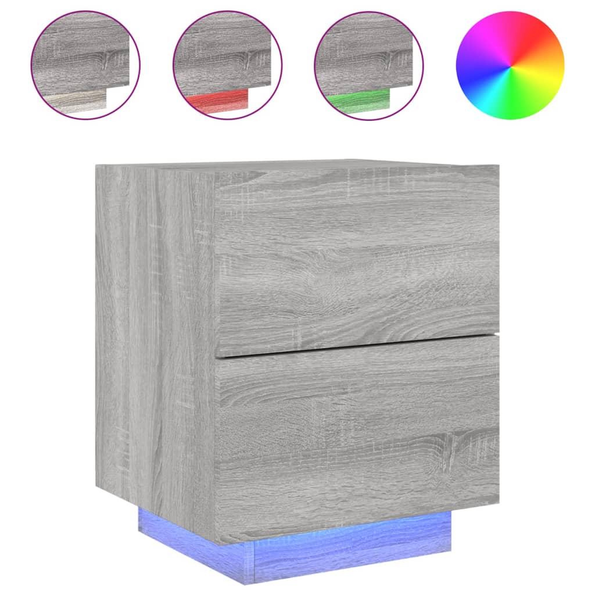 Voir la diapositive 5 : VIDAXL Armoires de chevet et lumieres LED 2 pcs sonoma gris