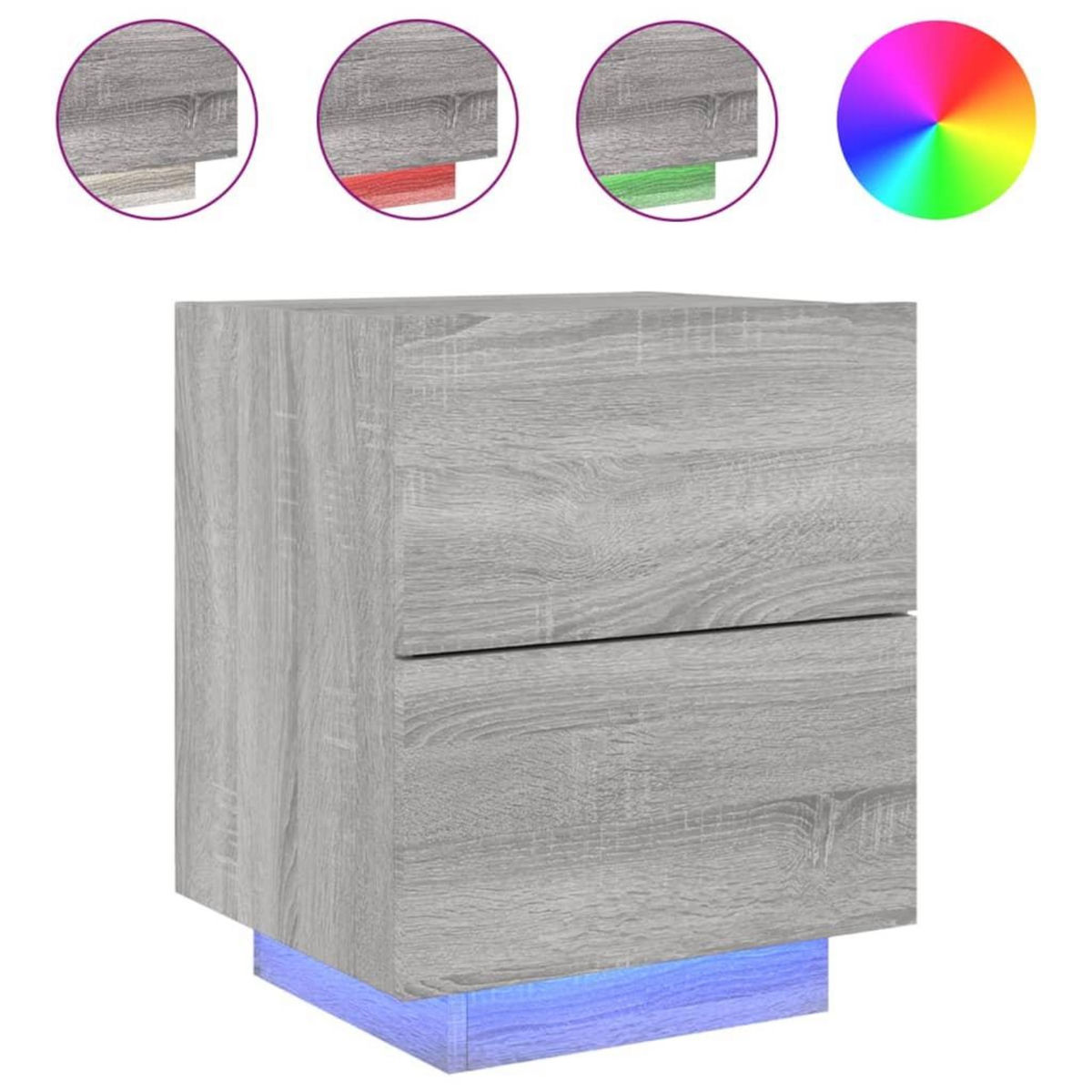 VIDAXL Armoires de chevet et lumieres LED 2 pcs sonoma gris