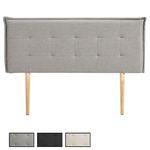 IDIMEX Tête de lit TIMOTHÉ 140 capitonnée sur pieds, en tissu. Coloris disponibles : Gris, Noir