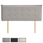IDIMEX Tête de lit TIMOTHÉ 140 capitonnée sur pieds, en tissu. Coloris disponibles : Gris