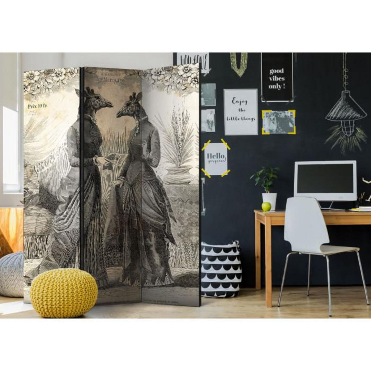 Paris Prix Paravent 3 Volets  Conversation  135x172cm