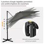 Voir la diapositive 5 : OUTSUNNY Parasol déporté carré inclinable manivelle avec pied en acier dim. 2,45L x 2,45l x 2,45H m métal alu. polyester haute densité gris