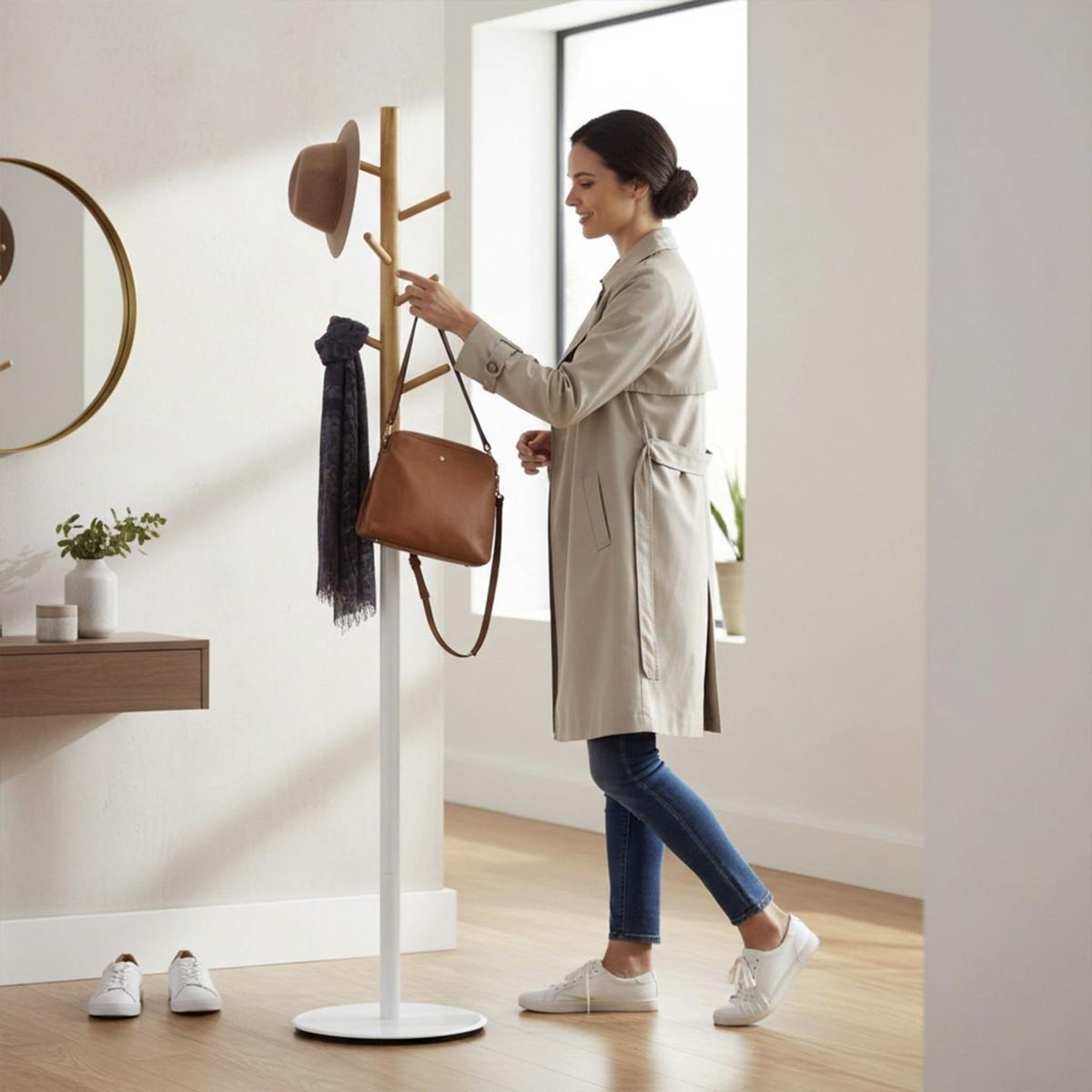 Voir la diapositive 2 : Paris Prix Porte-manteau 6 crochets  maé  175cm blanc