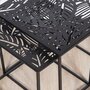 TOILINUX Duo de tables d'appoint en métal Motifs feuilles - Noir