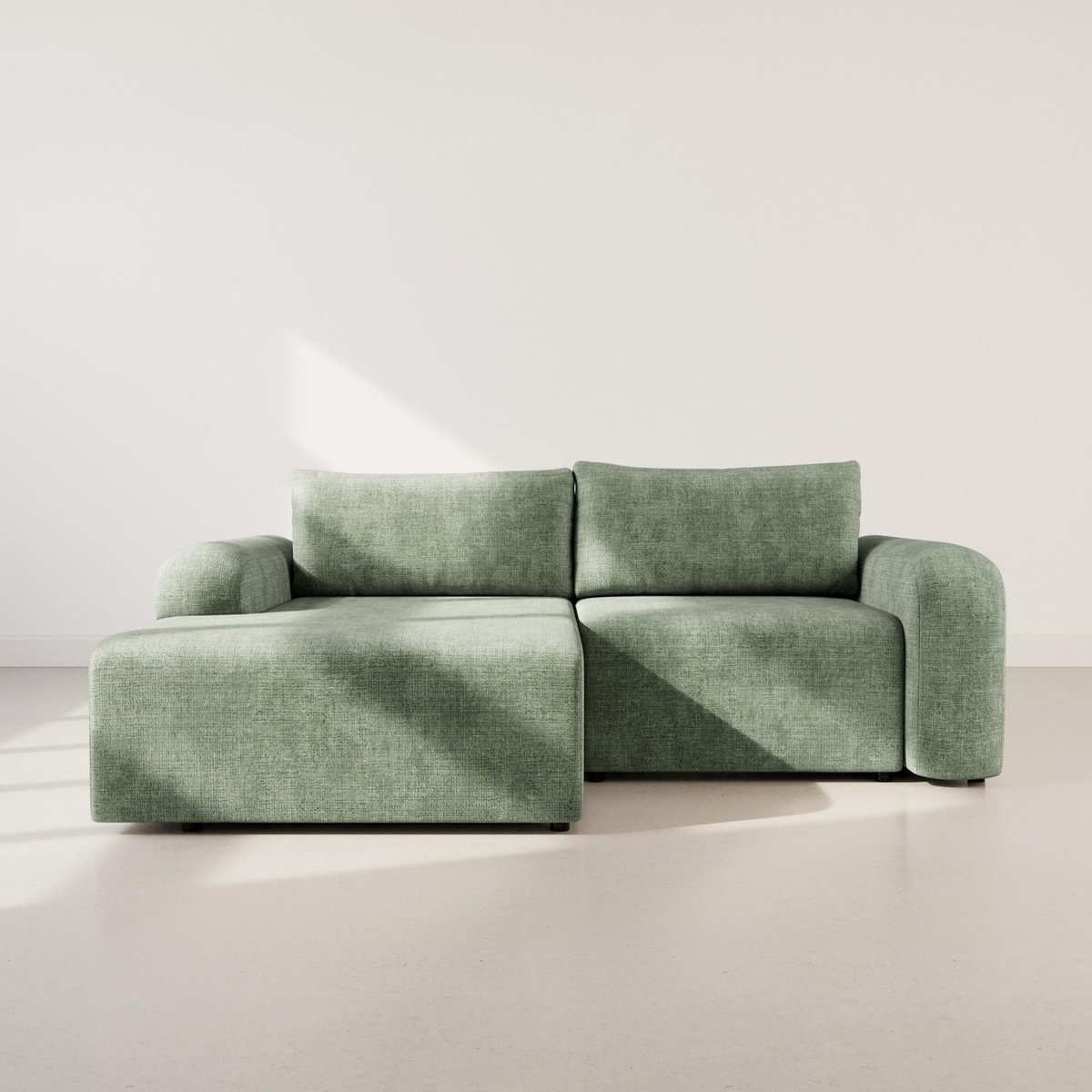 BEST MOBILIER Rebecca - canapé d'angle gauche 4 places convertible avec coffre en velours texturé