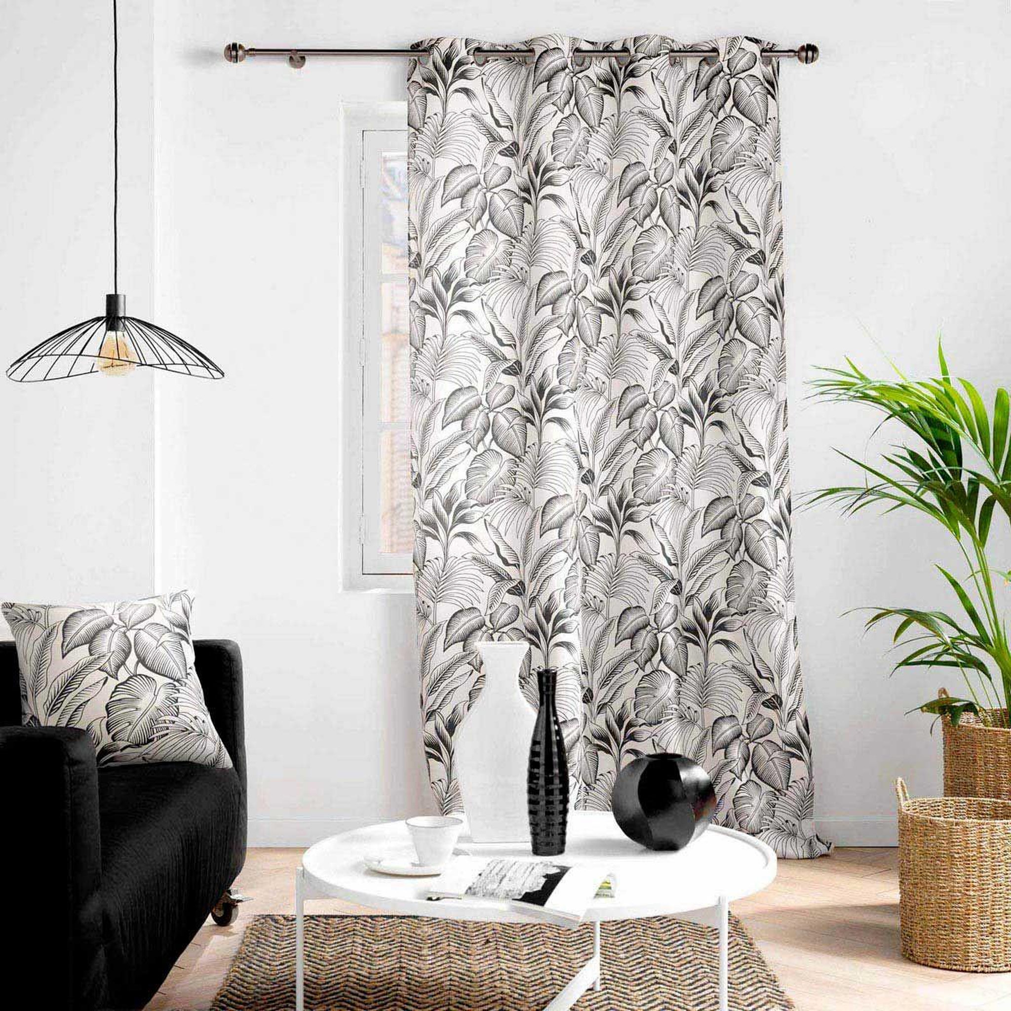 Voir la diapositive 4 : Douceur d'Intérieur Rideau à œillets imprimé  cabana  140x260cm naturel