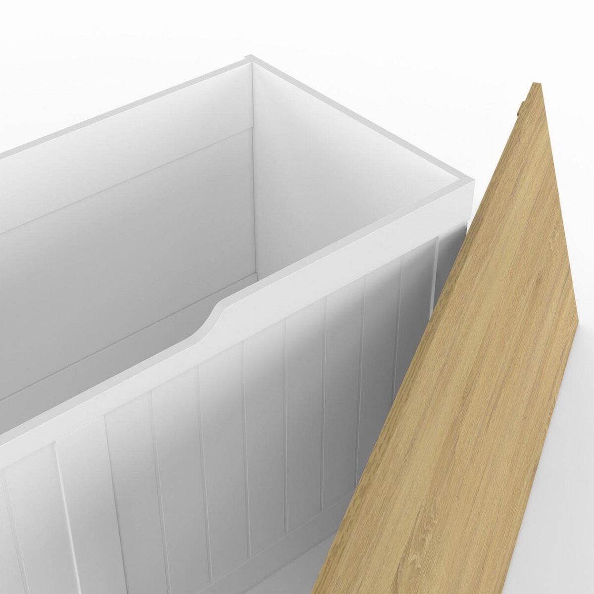 ID MARKET Banc coffre rangement 100 cm LEON bois et blanc