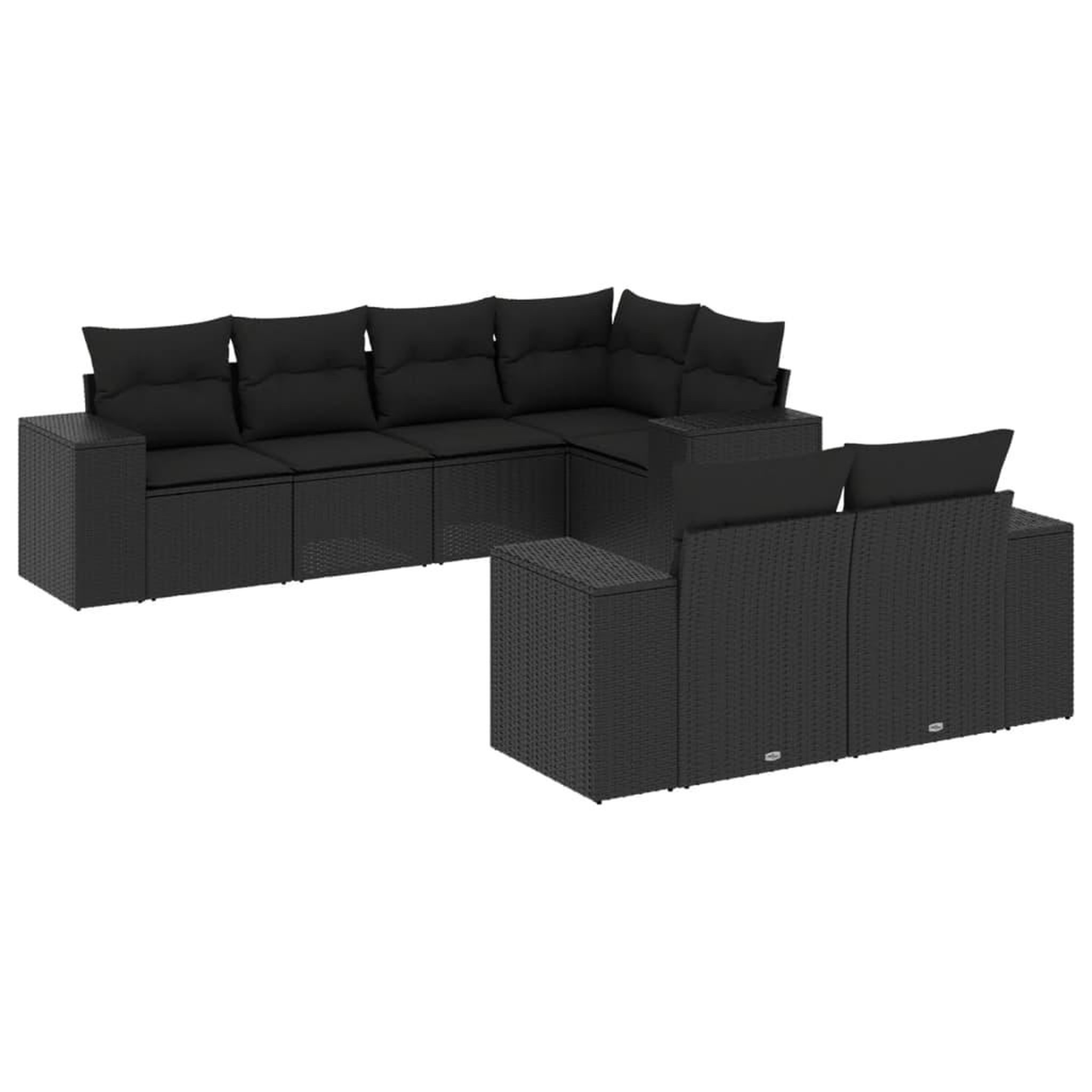 Voir la diapositive 2 : VIDAXL Salon de jardin 7 pcs avec coussins noir resine tressee