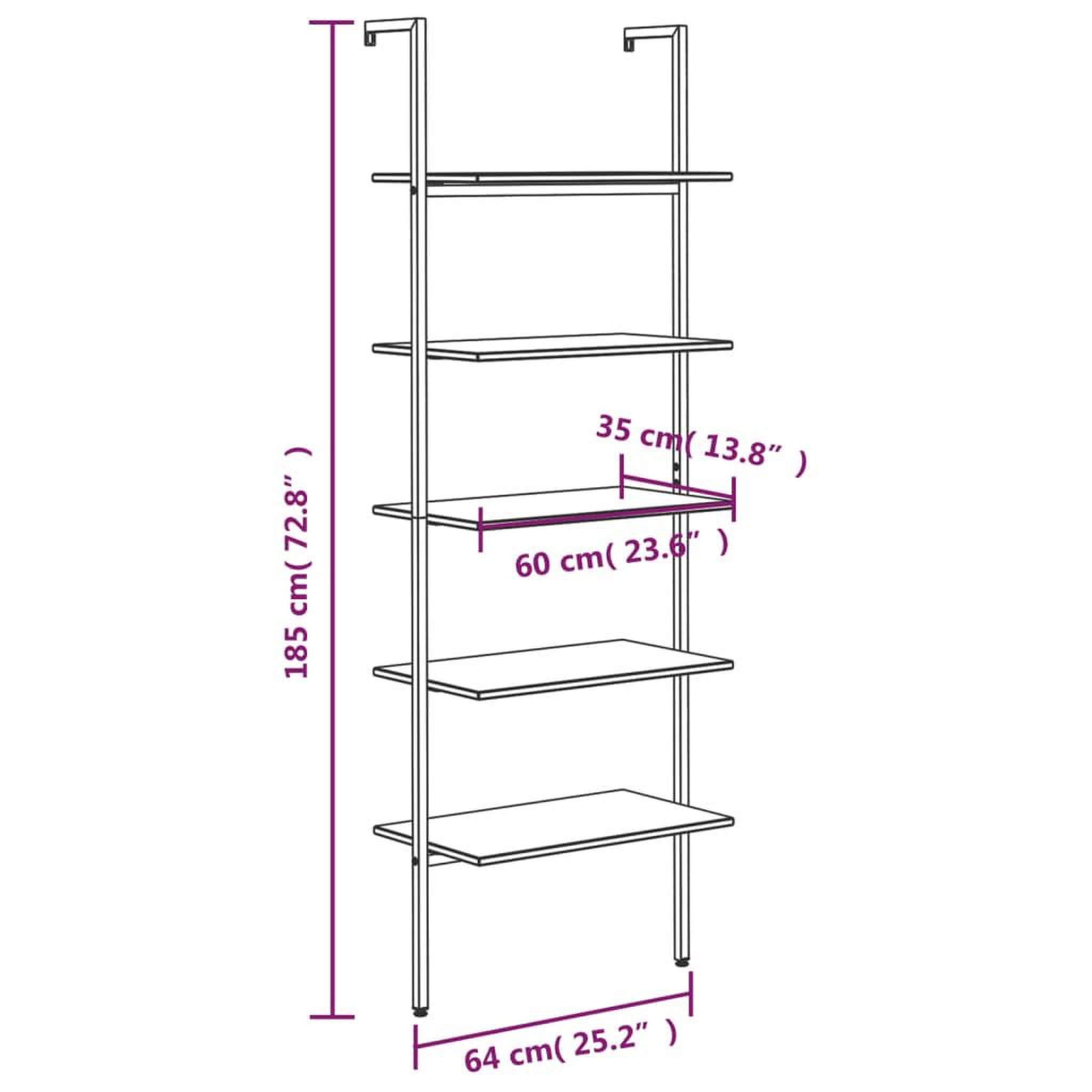 Voir la diapositive 6 : VIDAXL Etagere inclinee a 5 niveaux Noir 64x35x185 cm