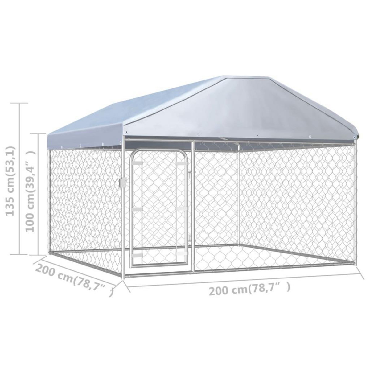VIDAXL Chenil exterieur avec toit pour chiens 200 x 200 x 135 cm