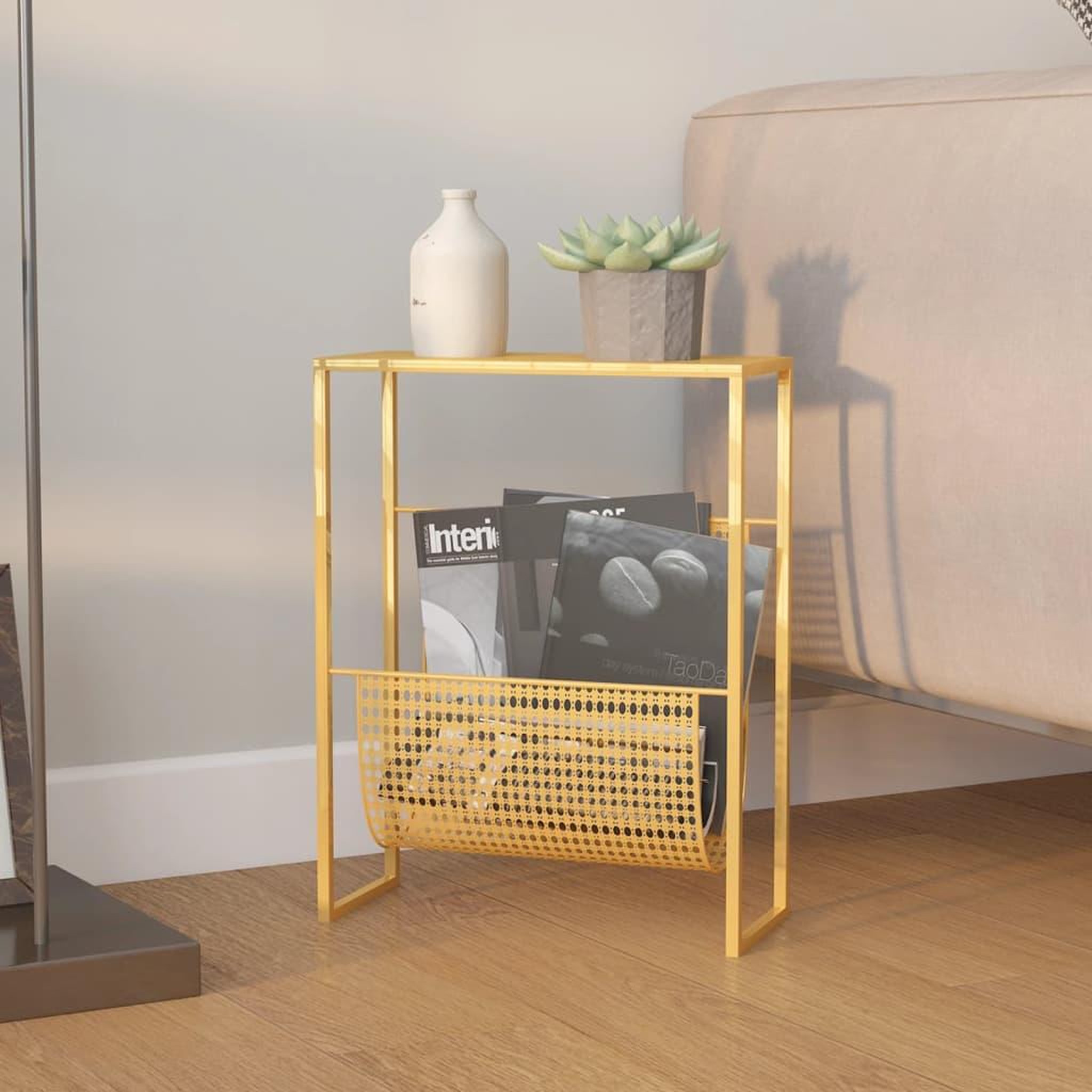 VIDAXL Porte-revue Dore 35x15x45 cm Acier