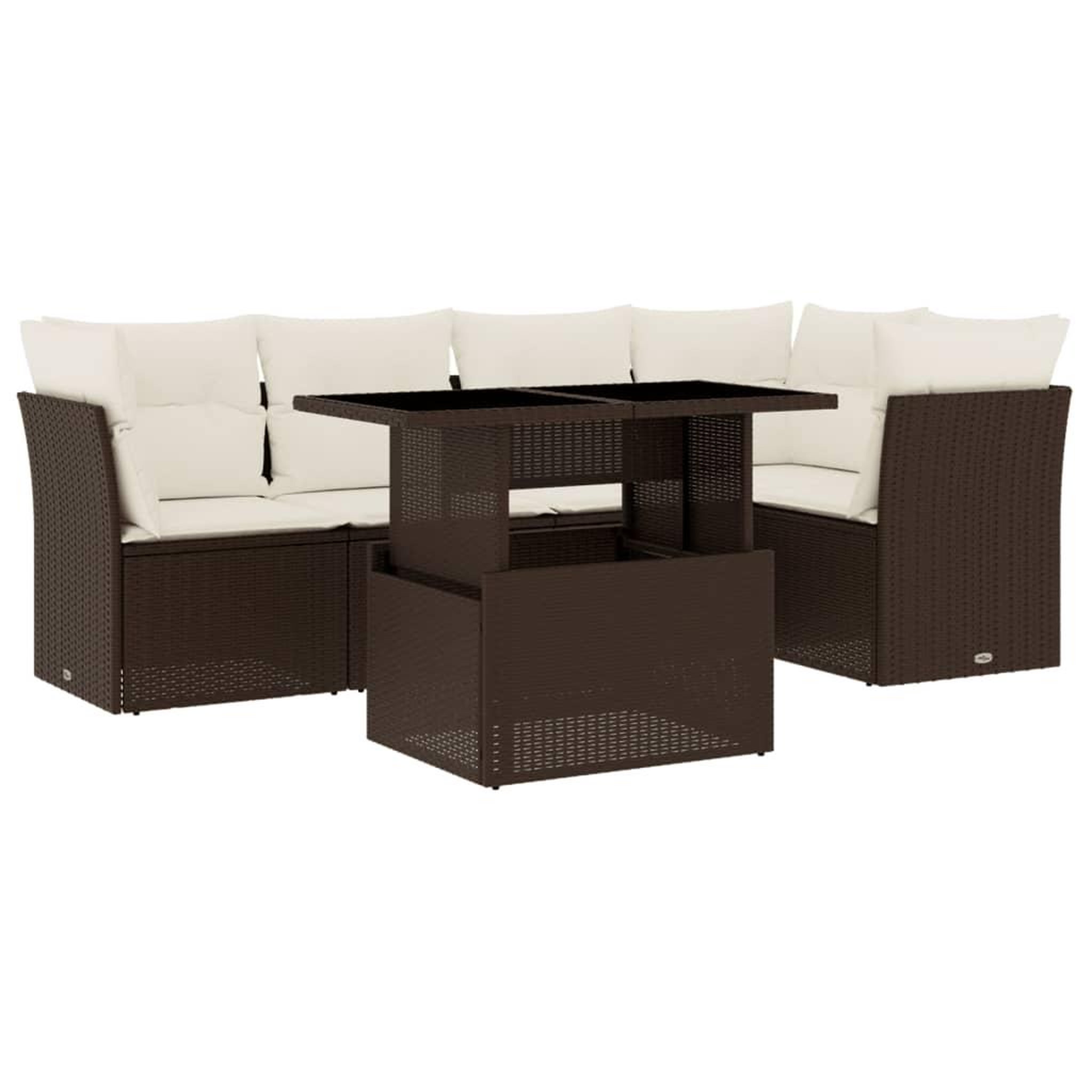 Voir la diapositive 2 : VIDAXL Salon de jardin avec coussins 6 pcs marron resine tressee