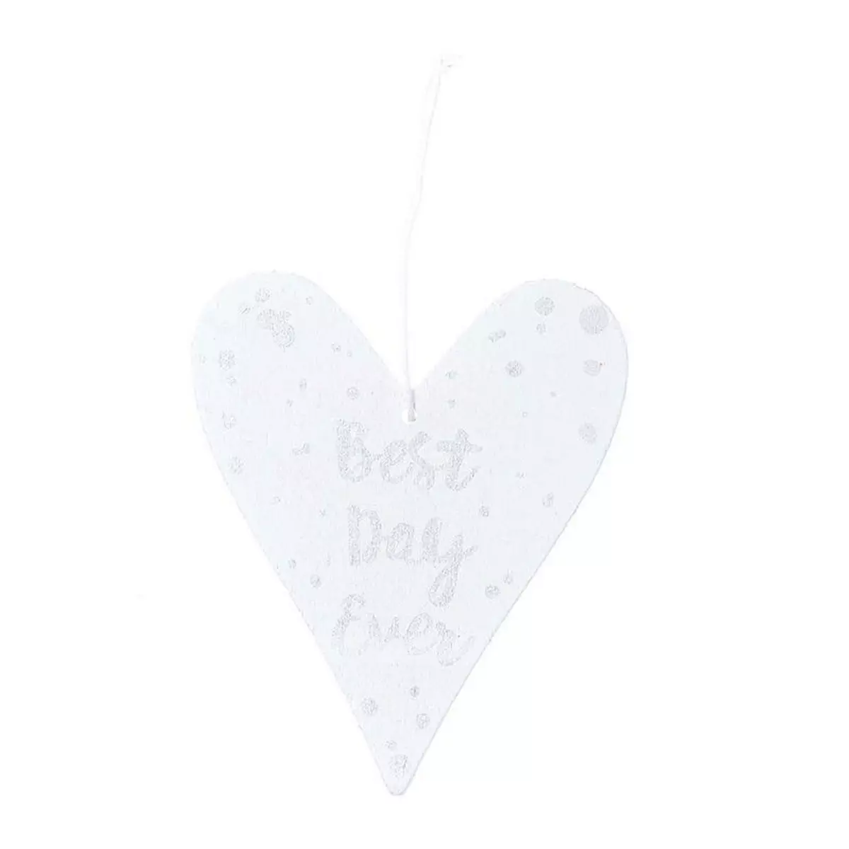 RICO DESIGN Pendentif cœur en bois blanc et écriture argentée - Best Day Ever