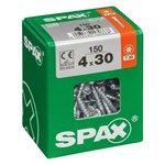CENTRALE BRICO Lot de 150 vis acier tête fraisée torx SPAX, Diam.4 mm x L.30 mm