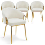 Paris Prix Lot de 4 Chaises en Tissu Bouclette  Julia  74cm Beige & Or