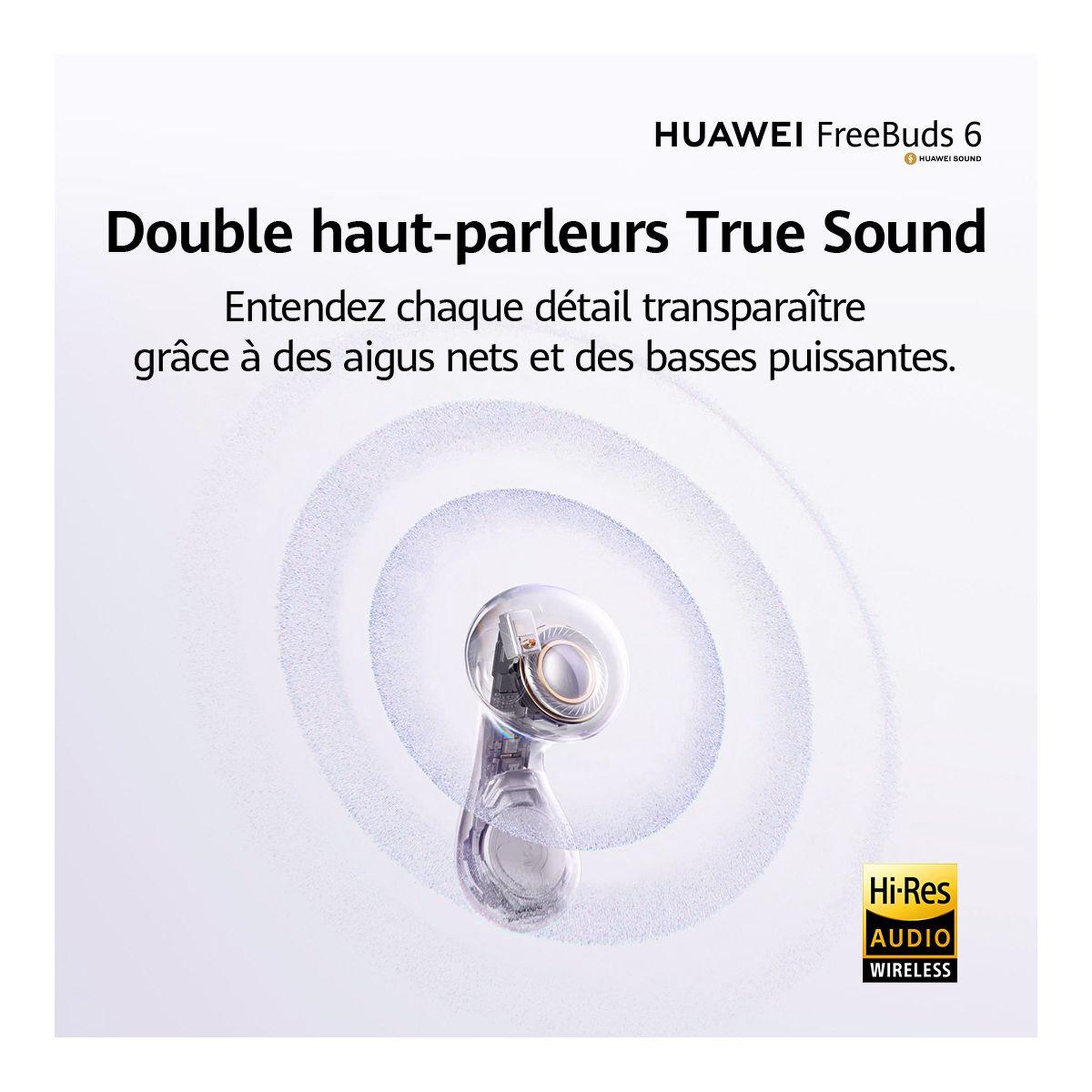 Voir la diapositive 3 : HUAWEI Ecouteurs freebuds 6 blanc