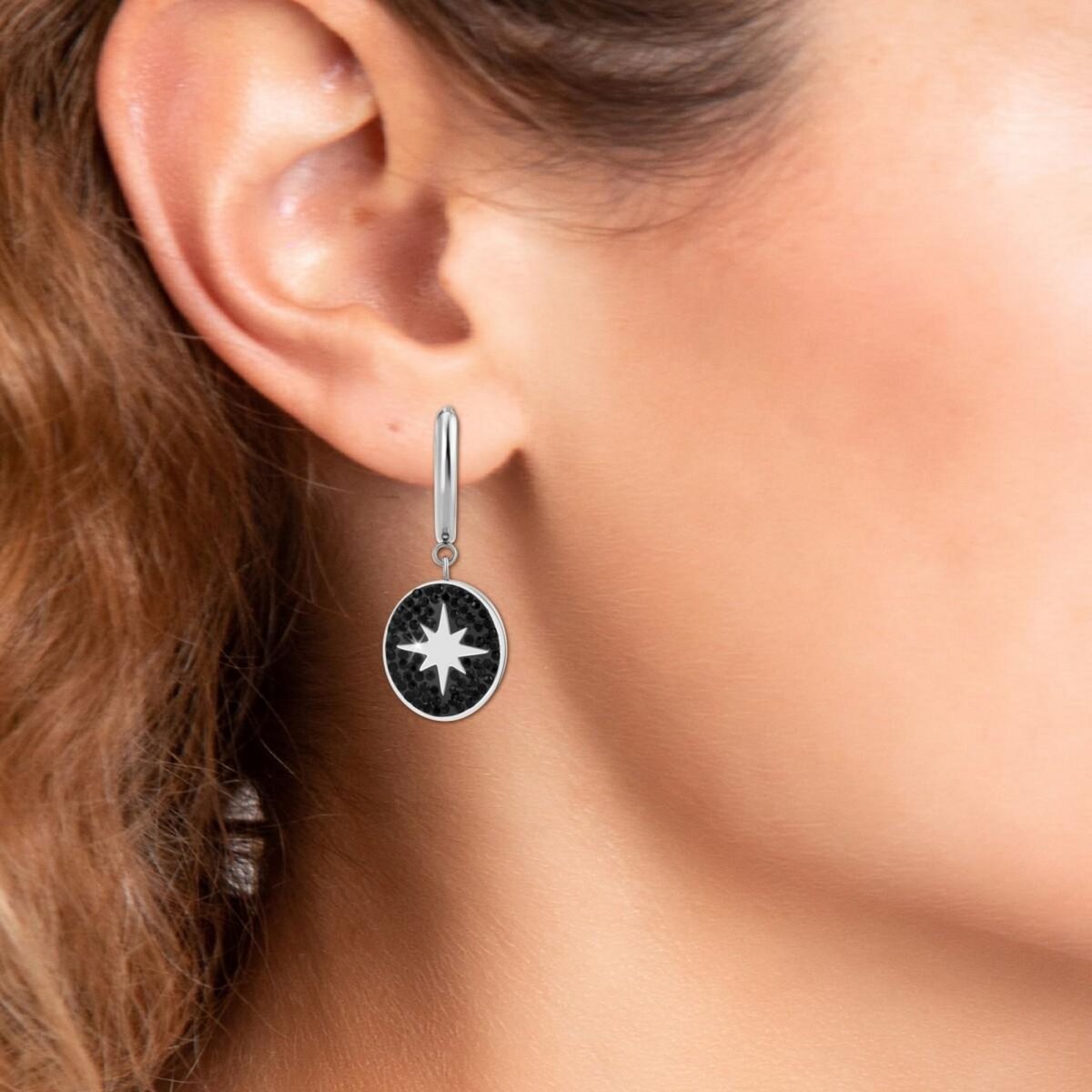 SC BOHEME Boucles d'oreilles SC Bohème ornées de Cristaux scintillants noirs