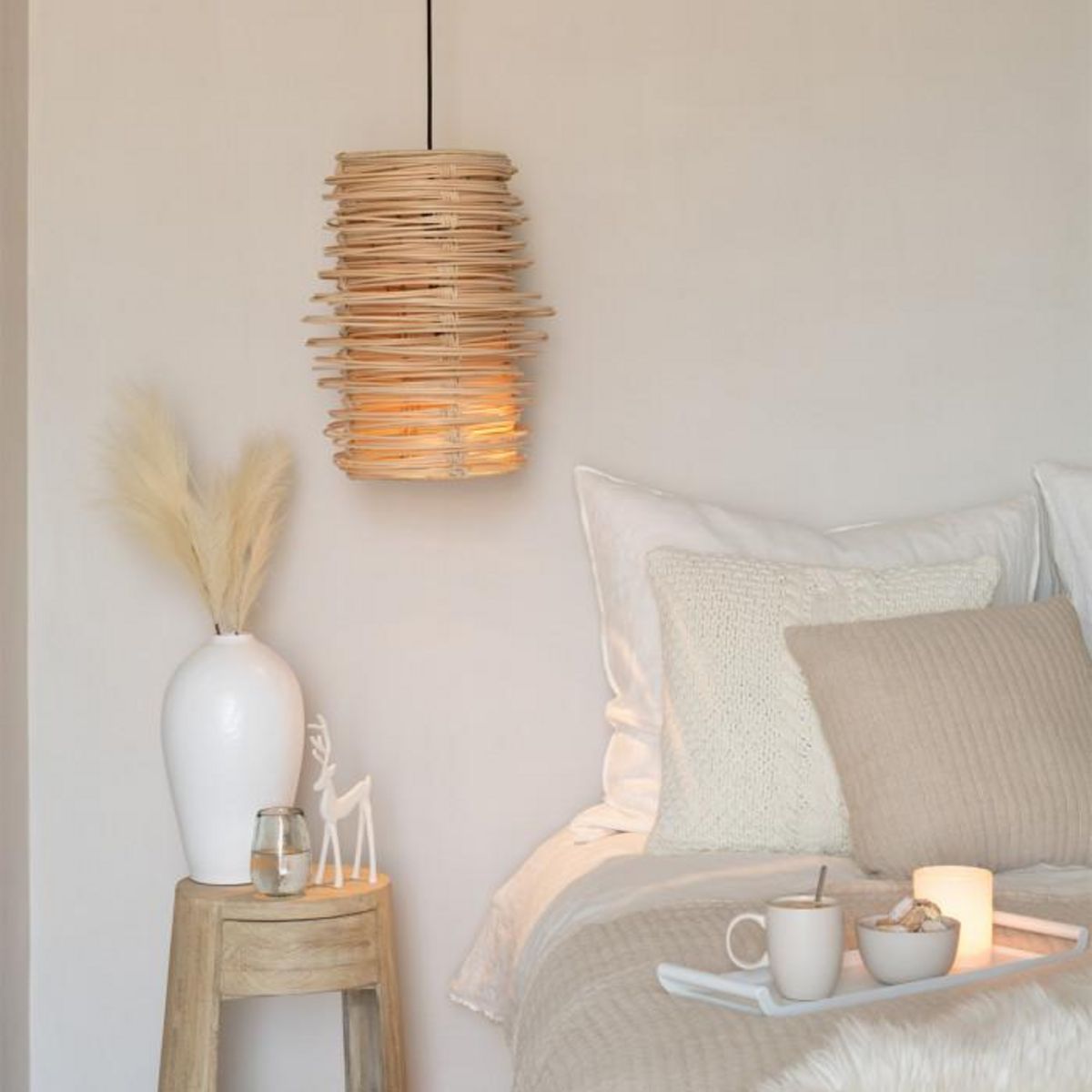Paris Prix Lampe Suspension en Rotin  Wea  50cm Naturel