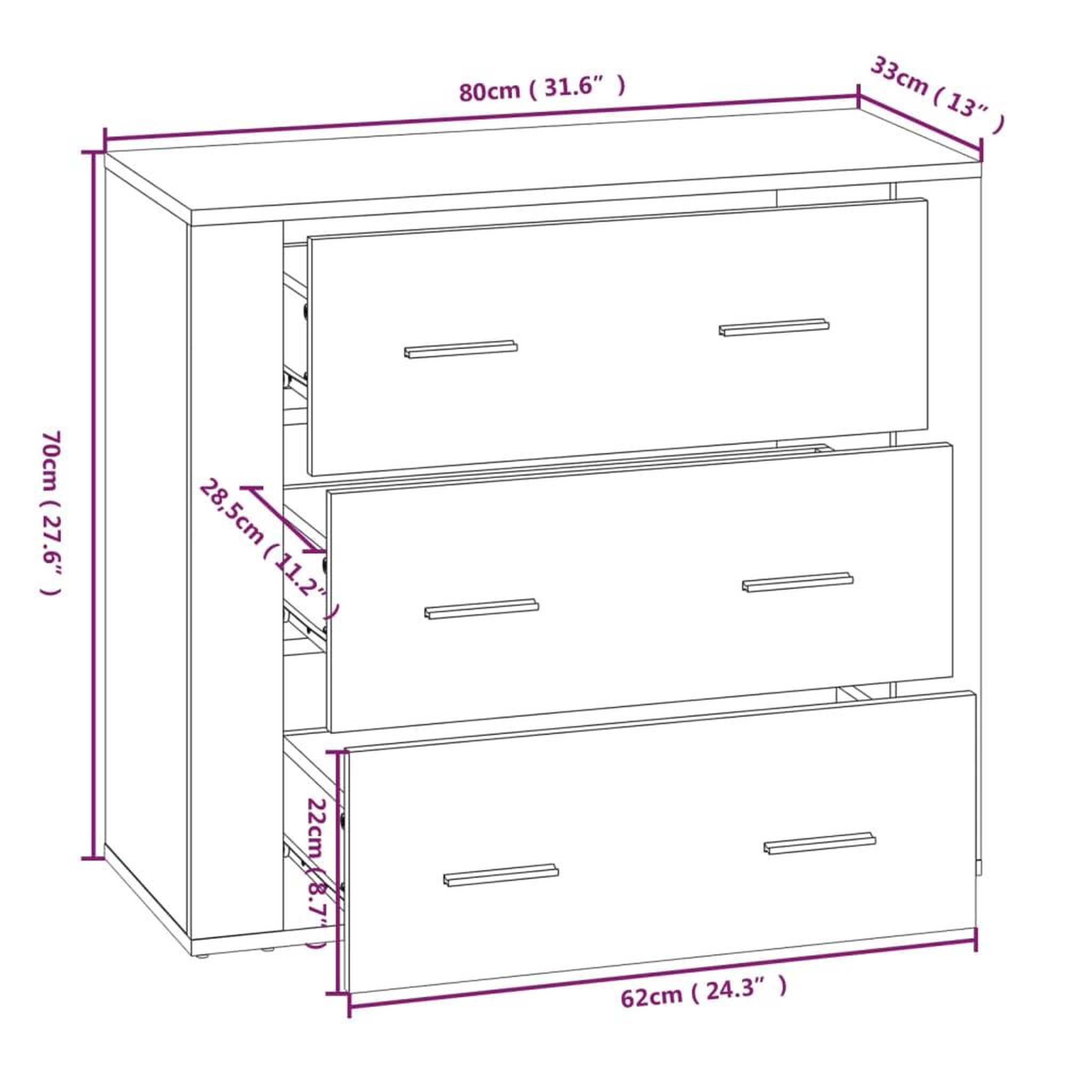 Voir la diapositive 6 : VIDAXL Buffet Blanc 80x33x70 cm Bois d'ingenierie