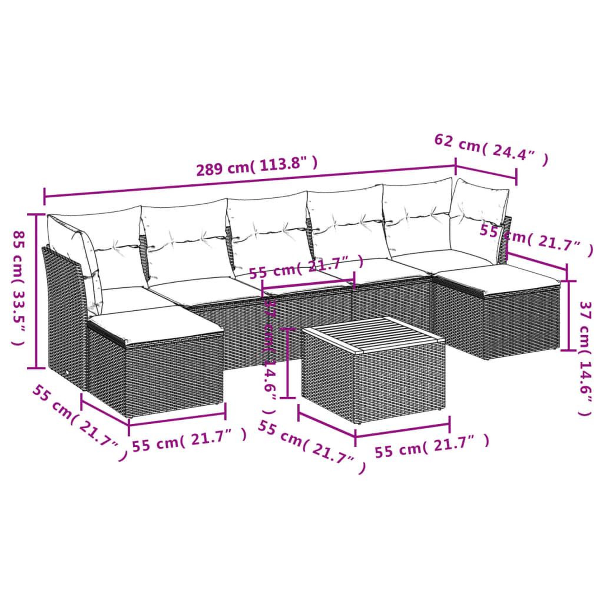 Voir la diapositive 4 : VIDAXL Salon de jardin 8 pcs avec coussins noir resine tressee