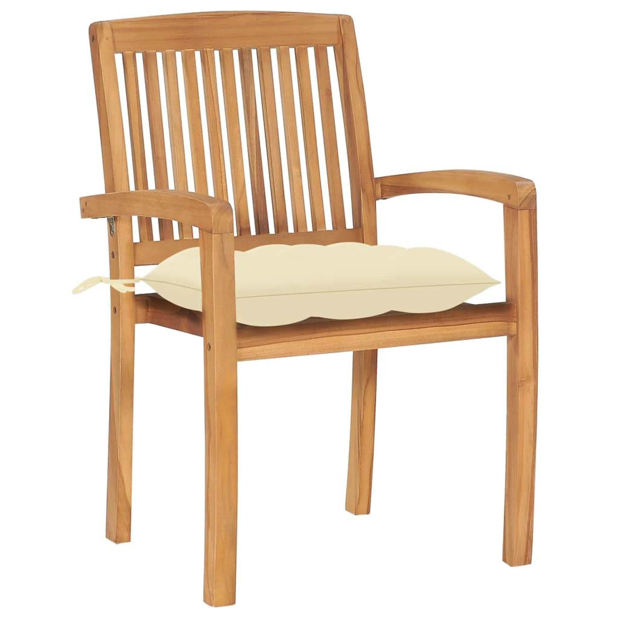 Voir la diapositive 3 : VIDAXL Chaises de jardin empilables avec coussins lot de 8 Teck solide
