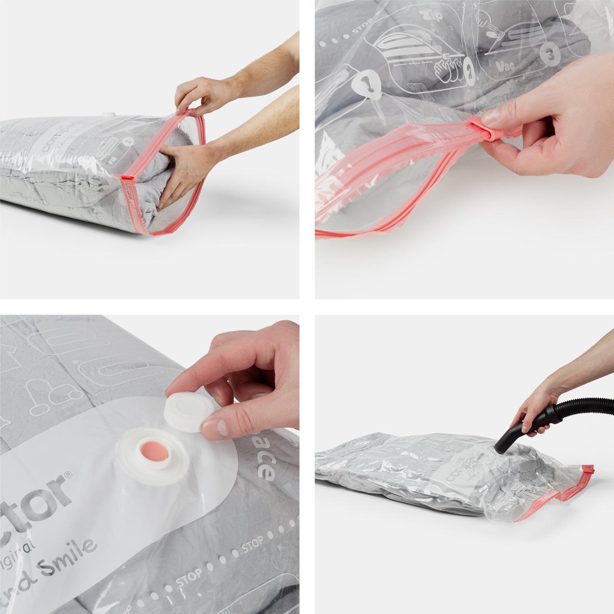 Voir la diapositive 3 : Compactor Sac de rangement sous-vide taille l – 80 x 100 cm – capacité couette 2 personnes