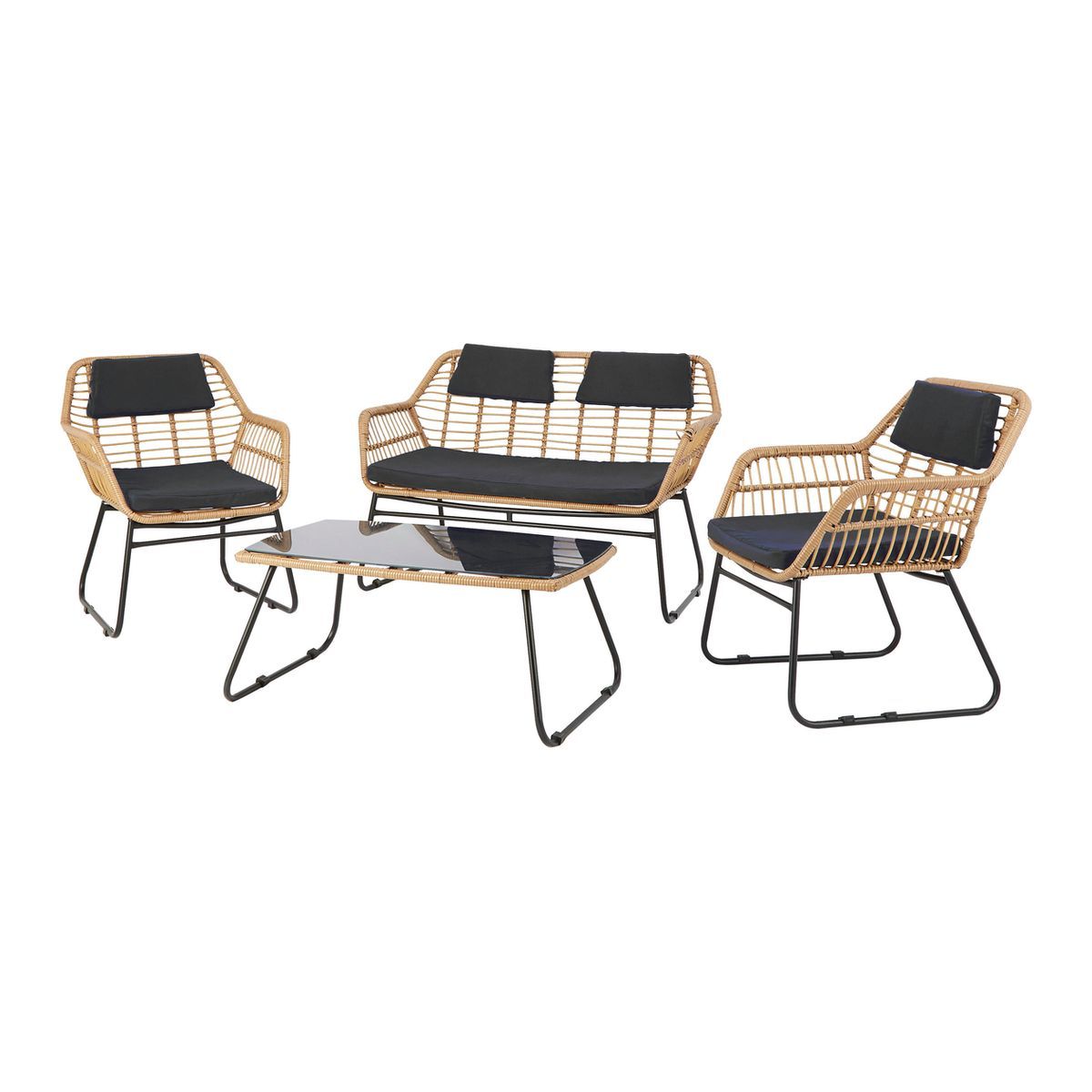 GARDENSTAR Salon bas de jardin 4 personnes JUNGLE