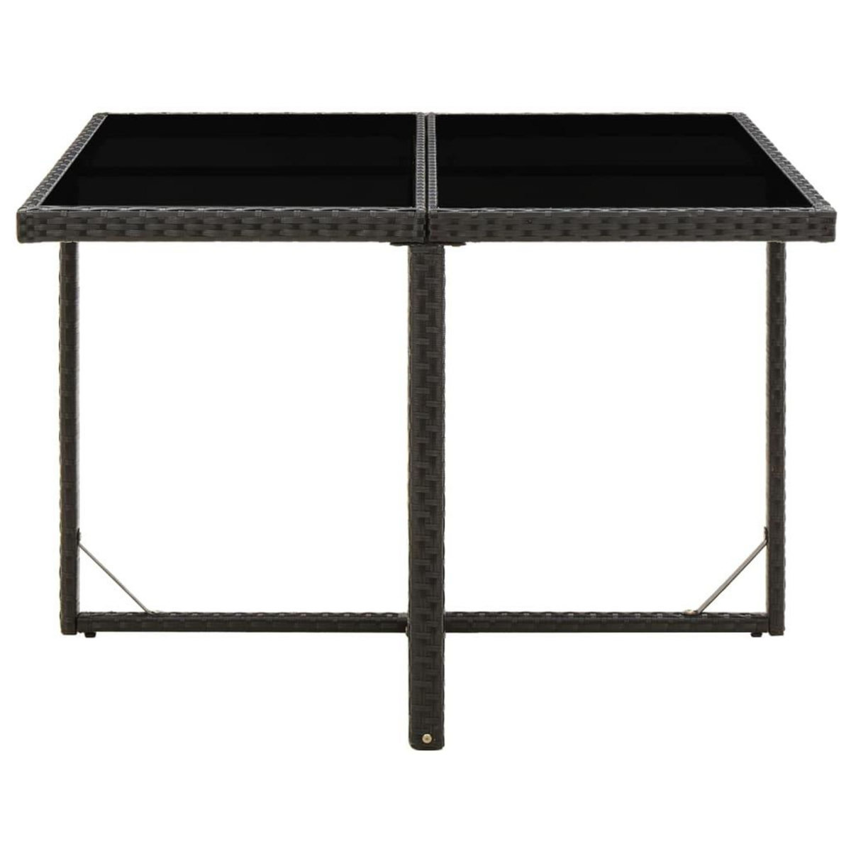 VIDAXL Table de jardin Noir 109x107x74 cm Resine tressee et verre