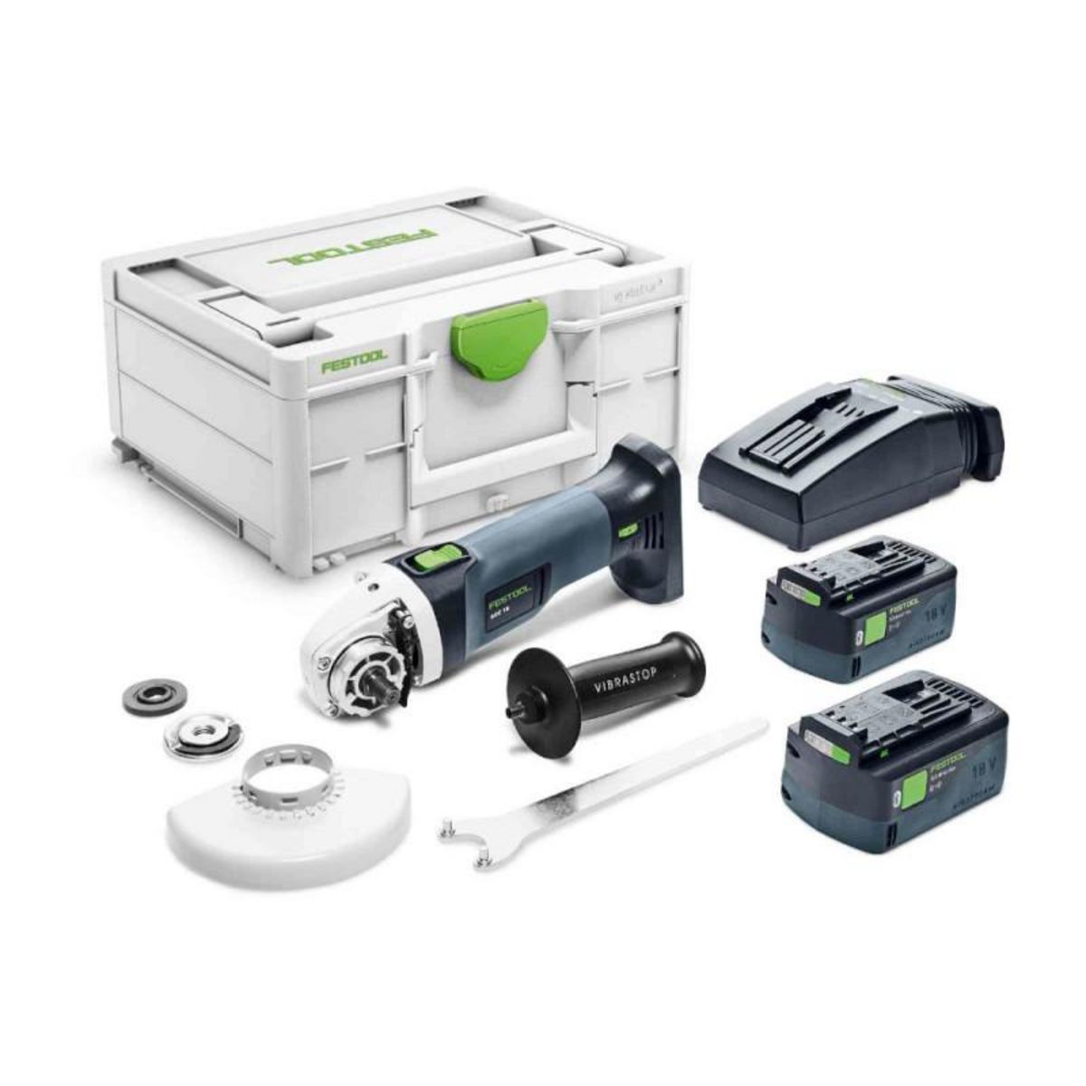 FESTOOL Meuleuse d angle 18V AGC 18 125 5,0 EBI Plus + 2 batteries 5Ah + chargeur en coffret Systainer SYS3 FESTOOL 577700