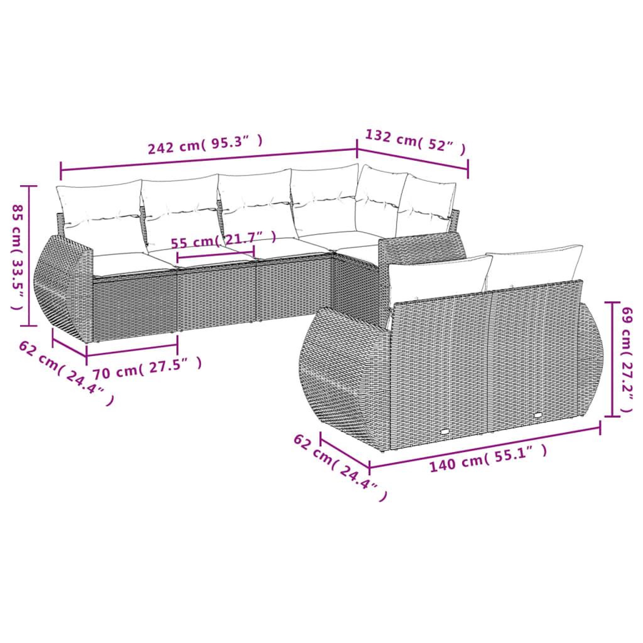 Voir la diapositive 4 : VIDAXL Salon de jardin 7 pcs avec coussins noir resine tressee