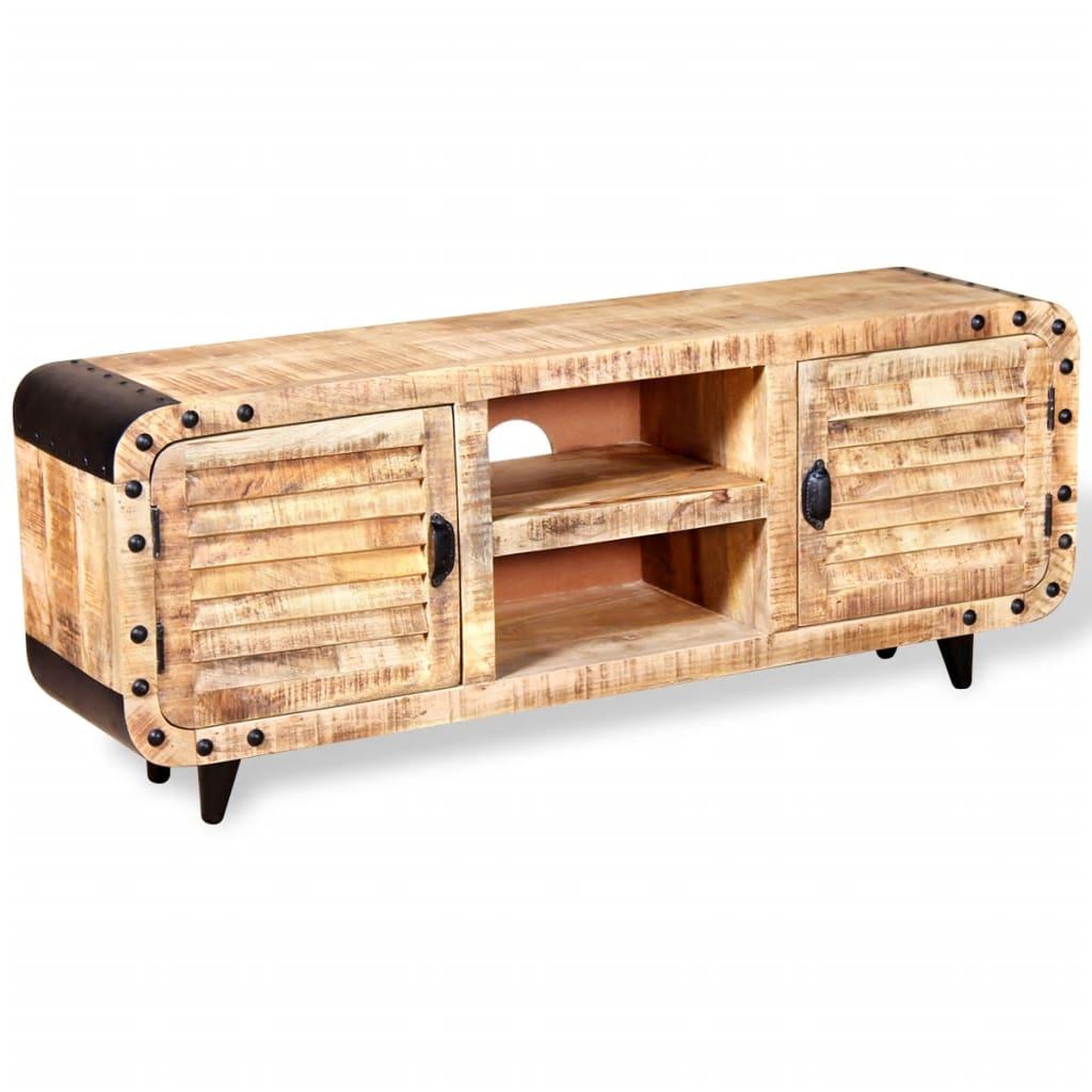 Voir la diapositive 2 : VIDAXL Meuble TV Bois de manguier massif 120x30x50 cm