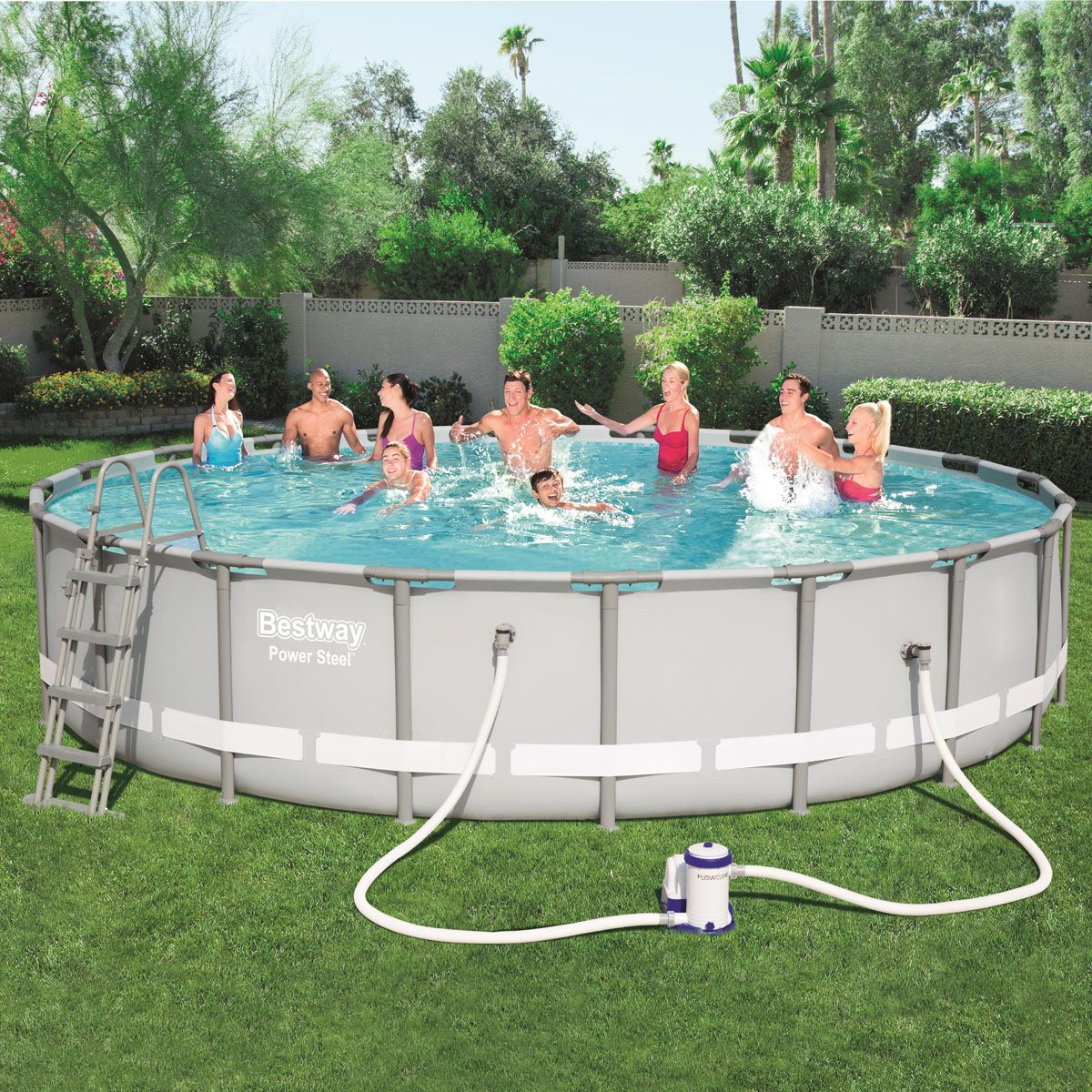 BESTWAY Kit Piscine tubulaire ronde Power Steel Frame Pools 6,10x1,22m
