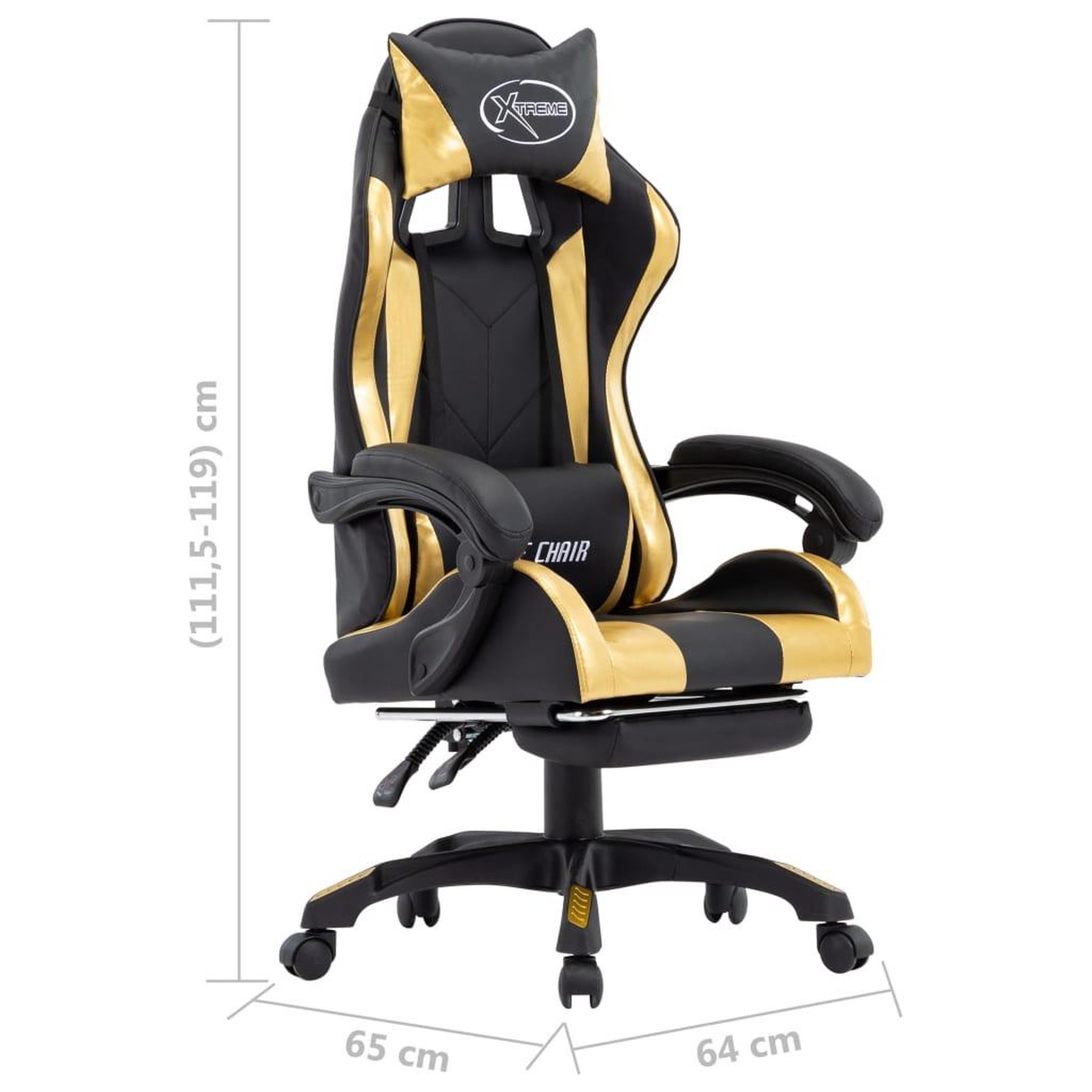 Voir la diapositive 6 : VIDAXL Fauteuil de jeux video avec repose-pied Dore et noir Similicuir
