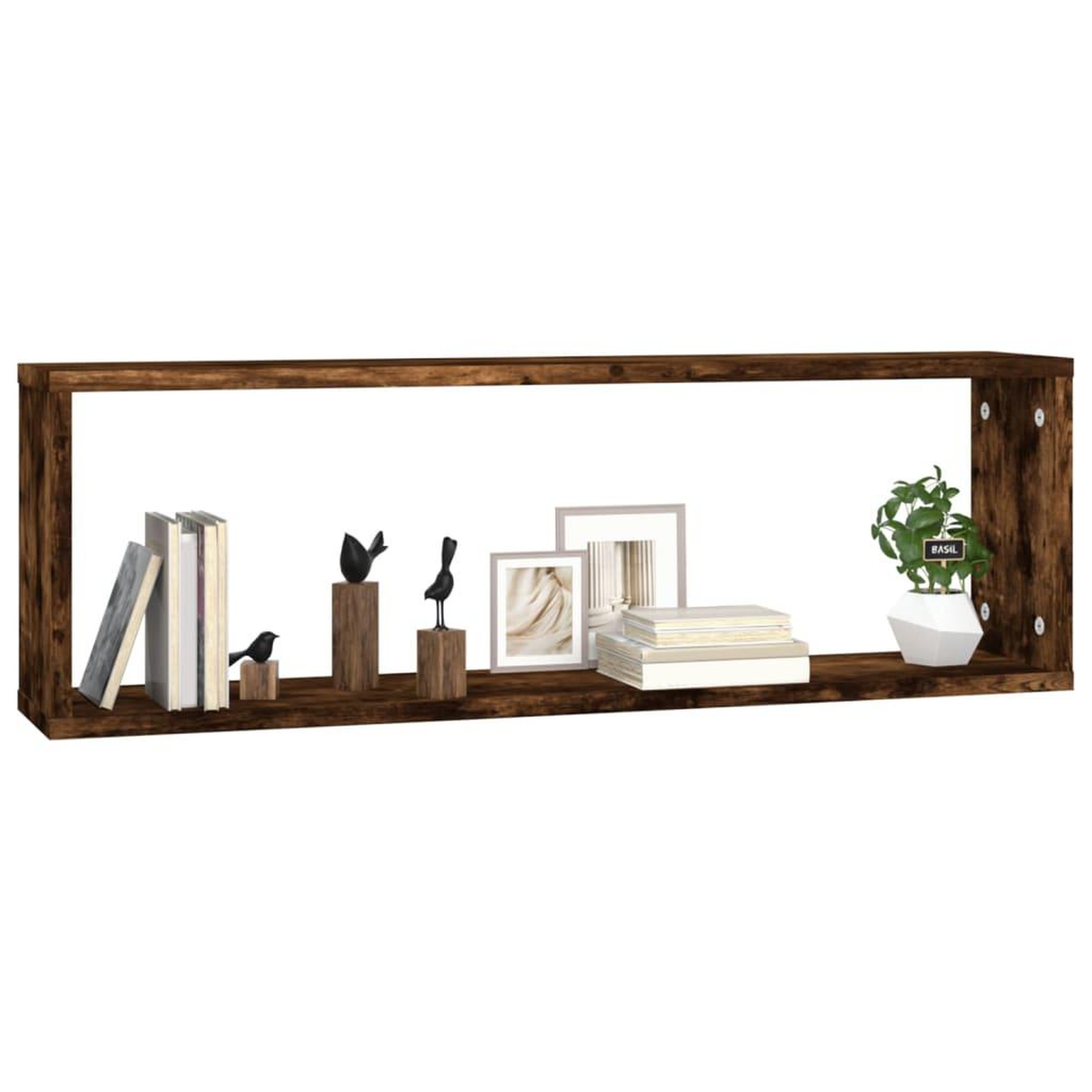 Voir la diapositive 3 : VIDAXL Etageres murales cubiques 4 pcs Chene fume 80x15x26,5 cm