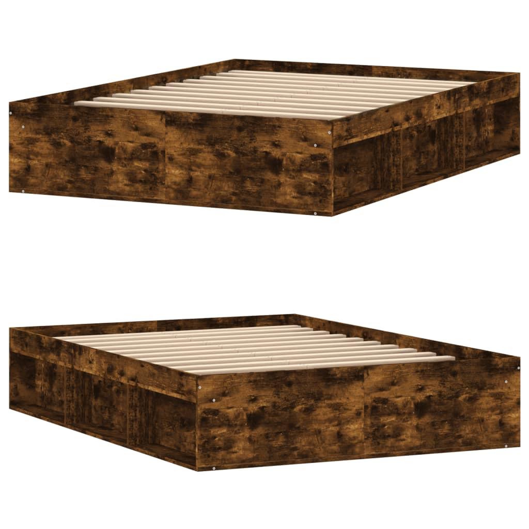 Voir la diapositive 4 : VIDAXL Cadre de lit sans matelas chene fume 135x190 cm